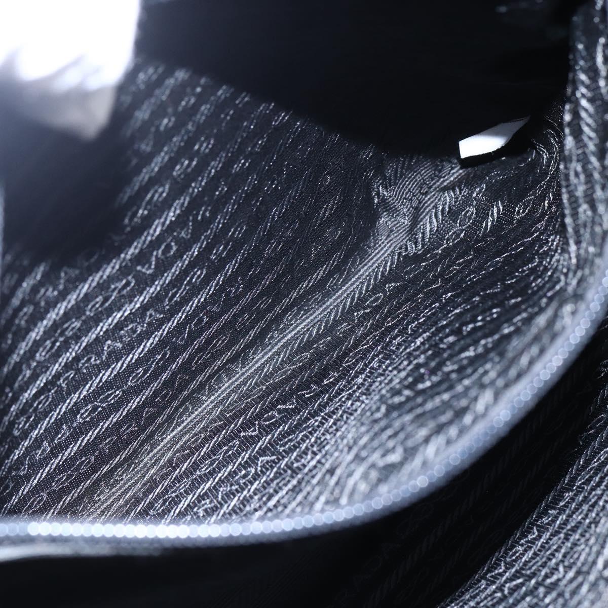 PRADA Tote Bag Nylon Black Silver Auth bs29920