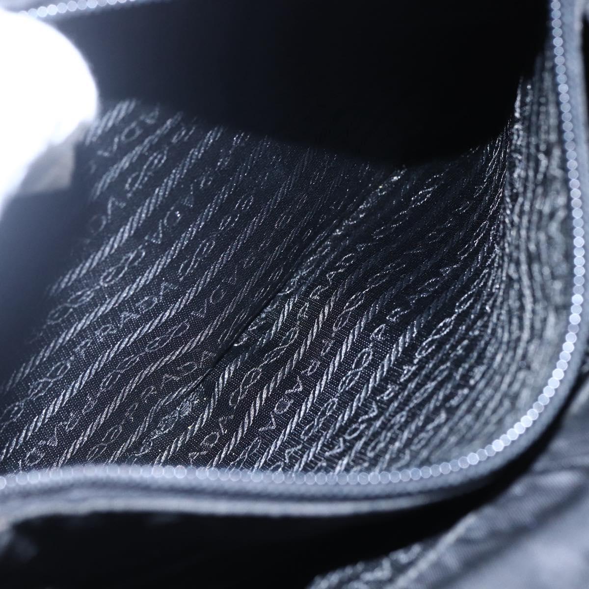 PRADA Tote Bag Nylon Black Silver Auth bs29920