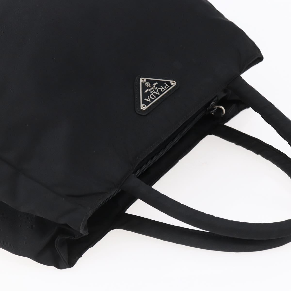PRADA Tote Bag Nylon Black Silver Auth bs29920
