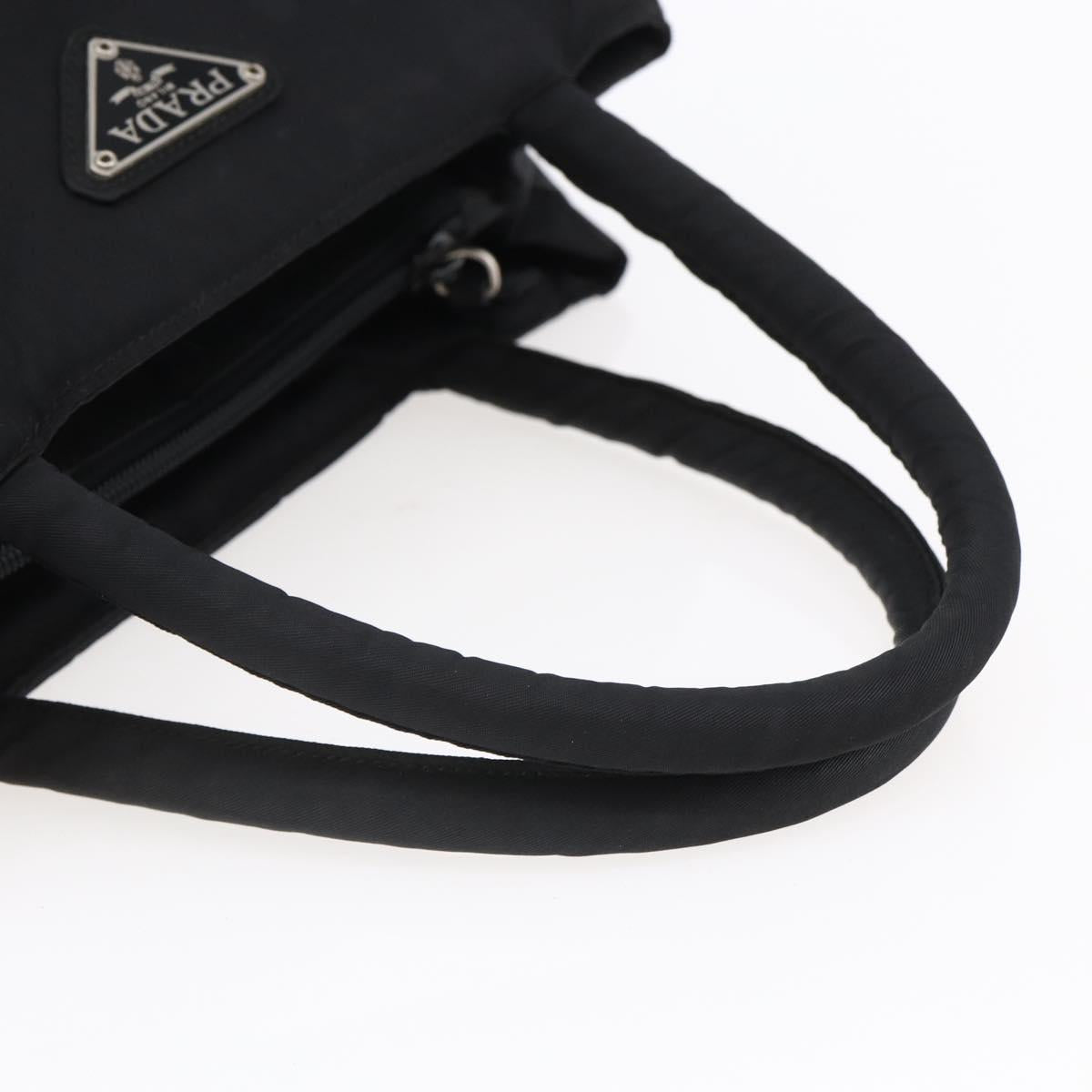 PRADA Tote Bag Nylon Black Silver Auth bs29920