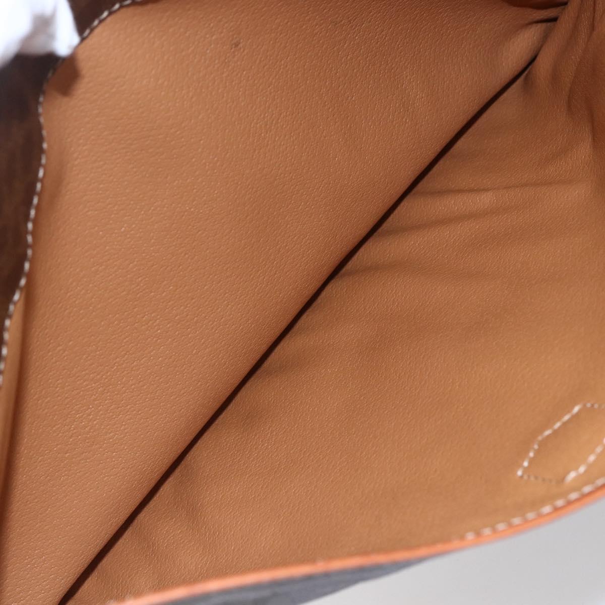 CELINE Macadam Canvas Clutch Bag PVC Brown Gold Auth bs29921
