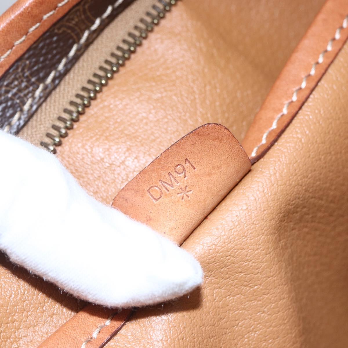 CELINE Macadam Canvas Clutch Bag PVC Brown Gold Auth bs29921