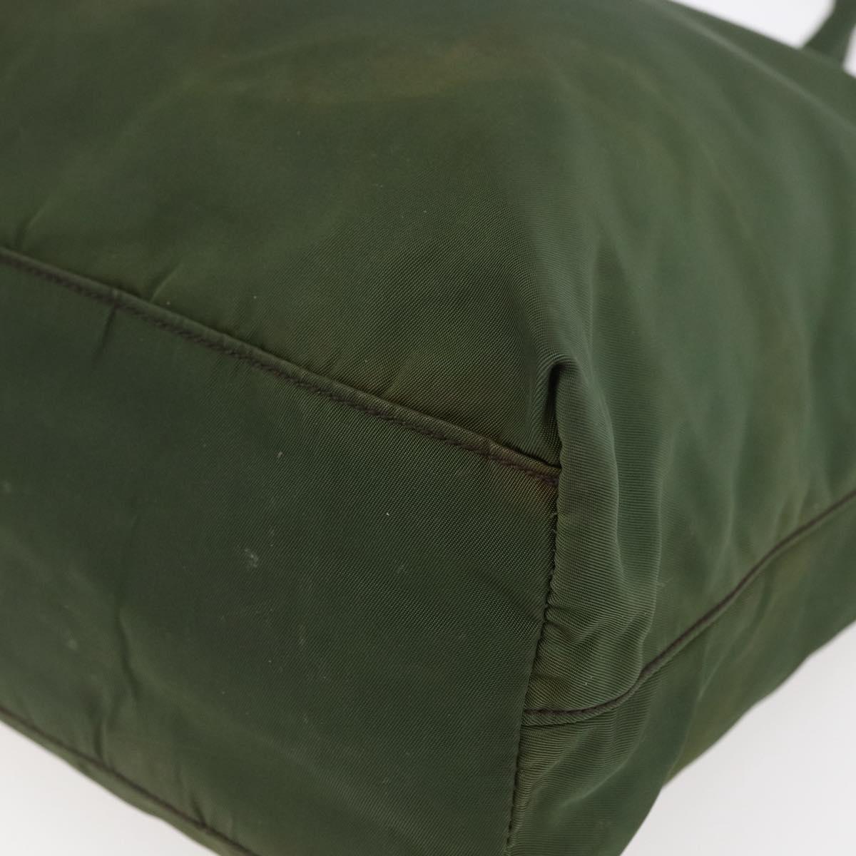 PRADA Tote Bag Nylon Khaki Silver Auth bs29922