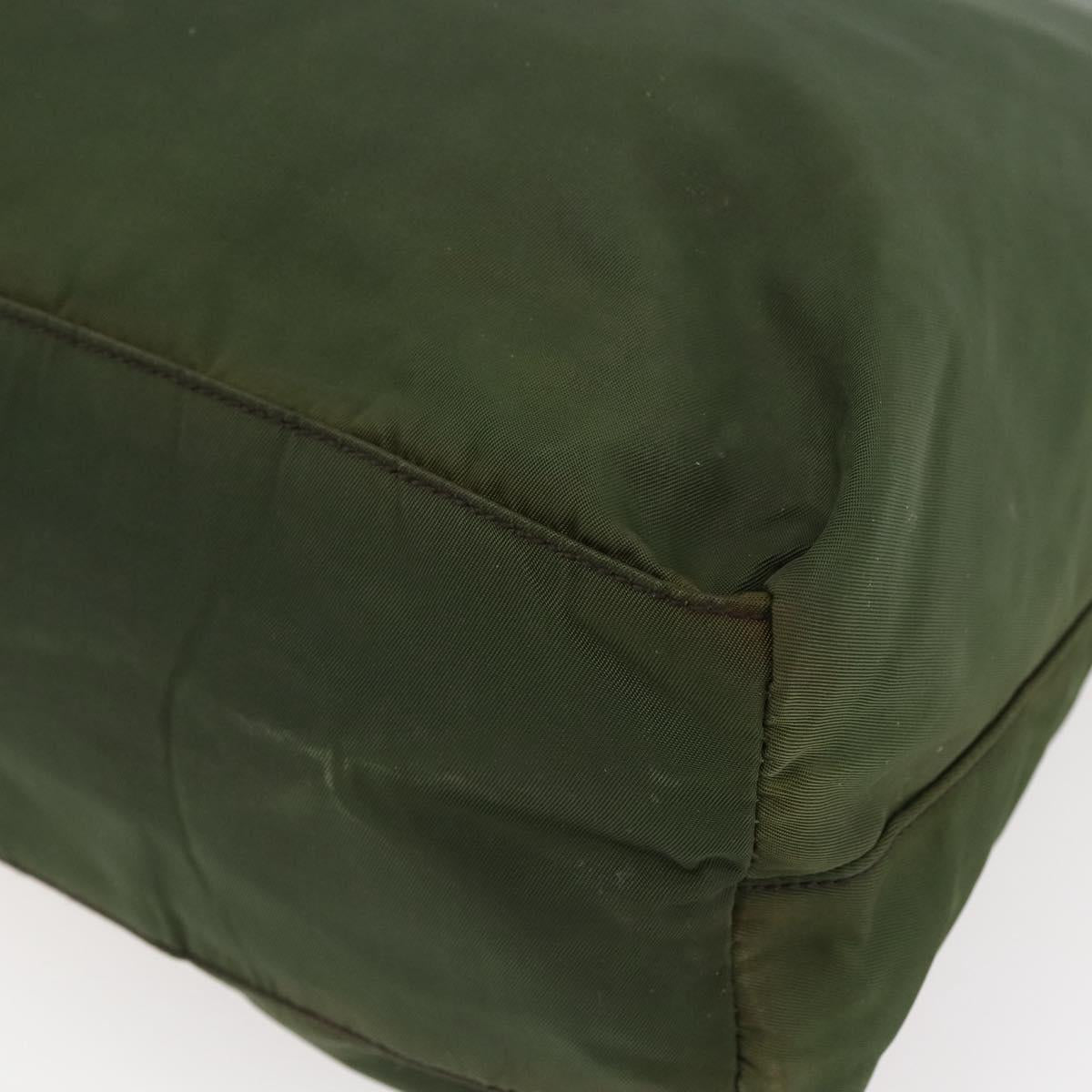 PRADA Tote Bag Nylon Khaki Silver Auth bs29922