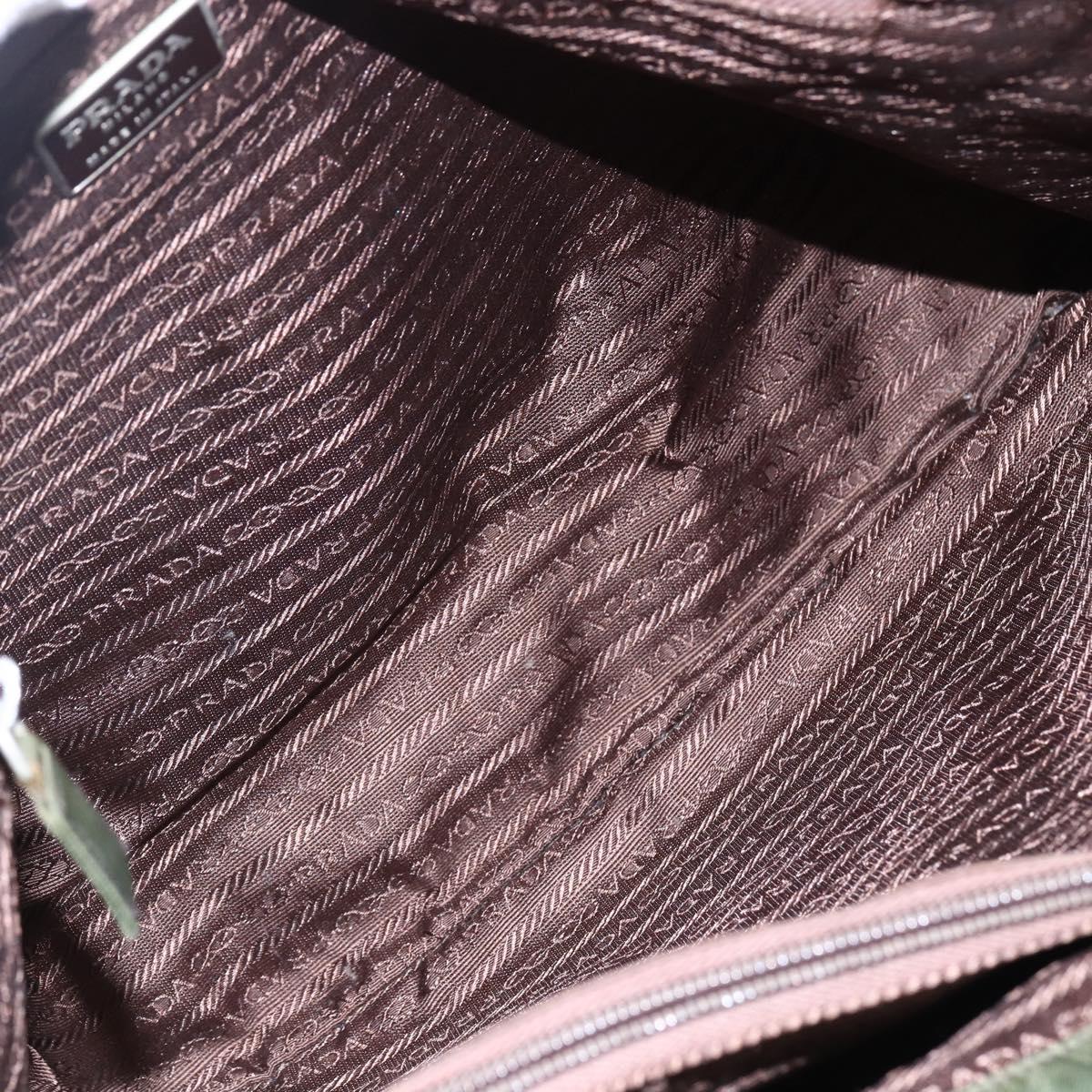 PRADA Tote Bag Nylon Khaki Silver Auth bs29922