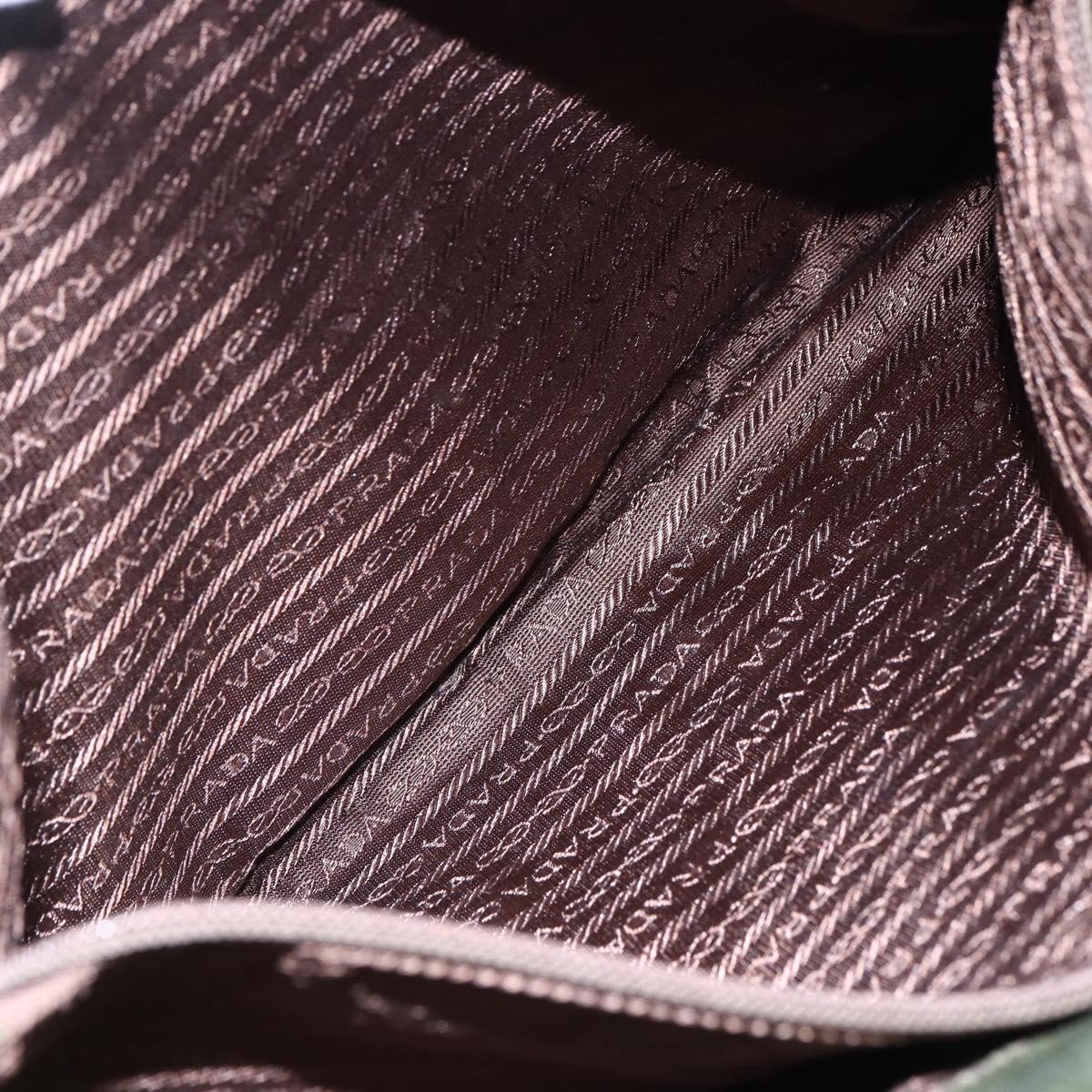 PRADA Tote Bag Nylon Khaki Silver Auth bs29922