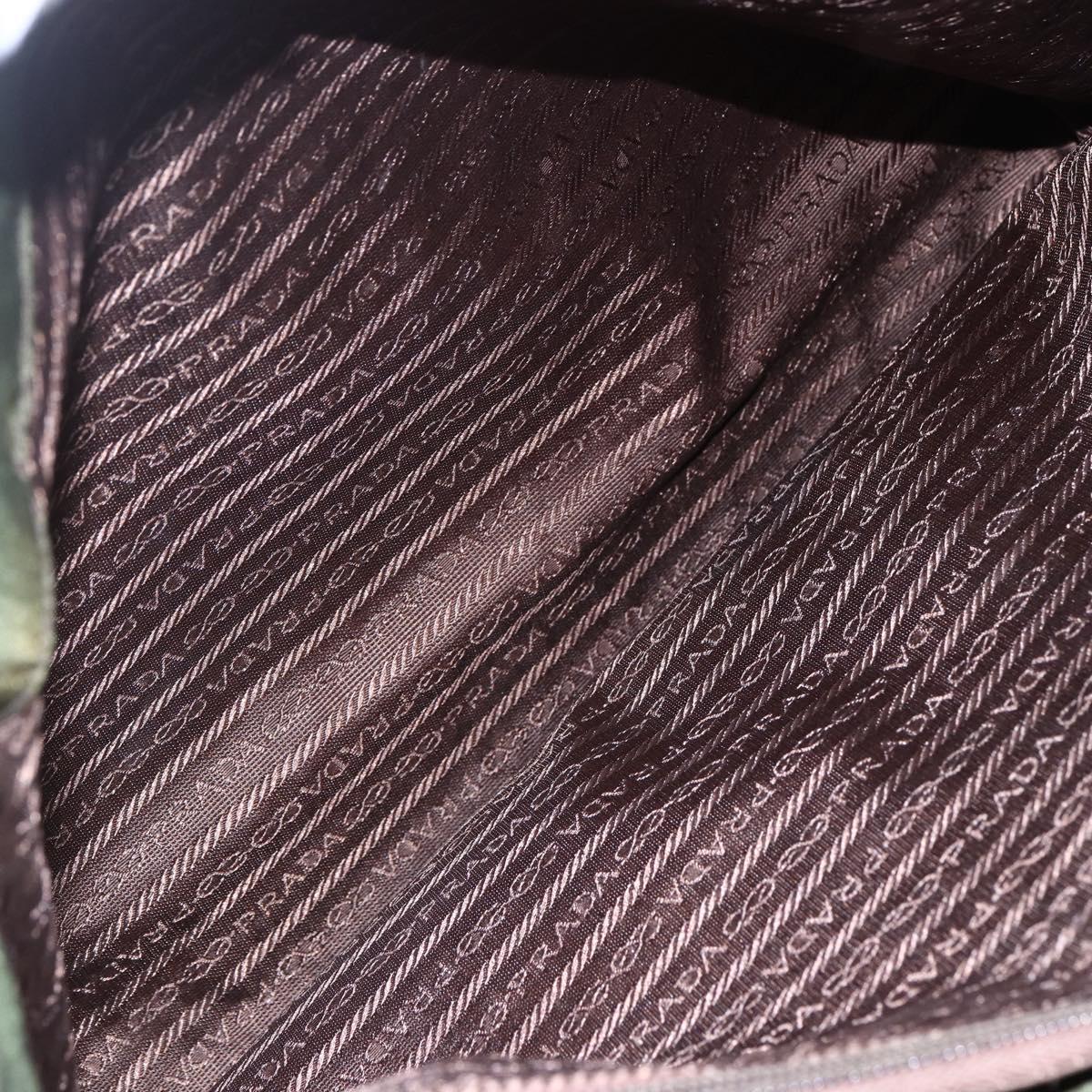 PRADA Tote Bag Nylon Khaki Silver Auth bs29922