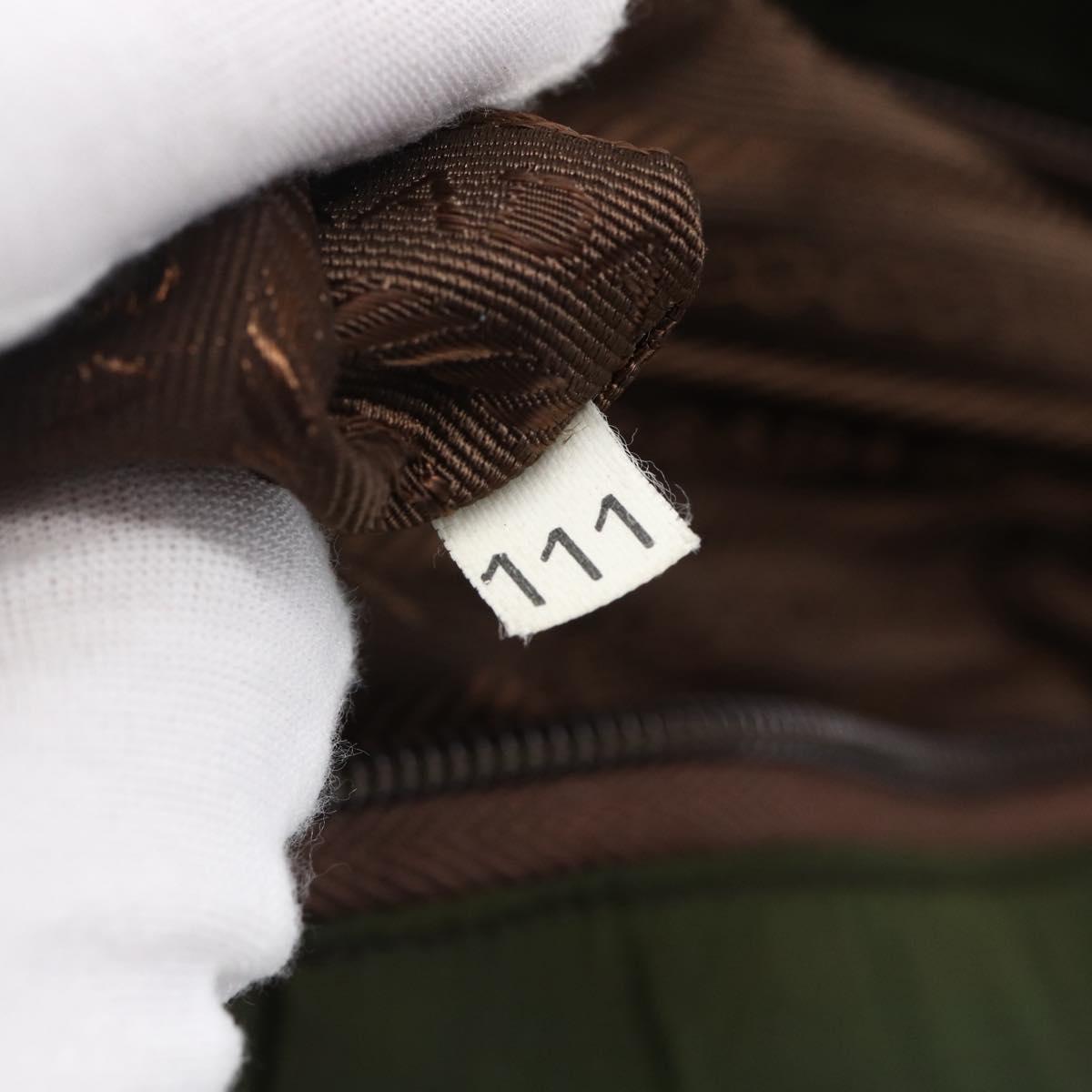 PRADA Tote Bag Nylon Khaki Silver Auth bs29922