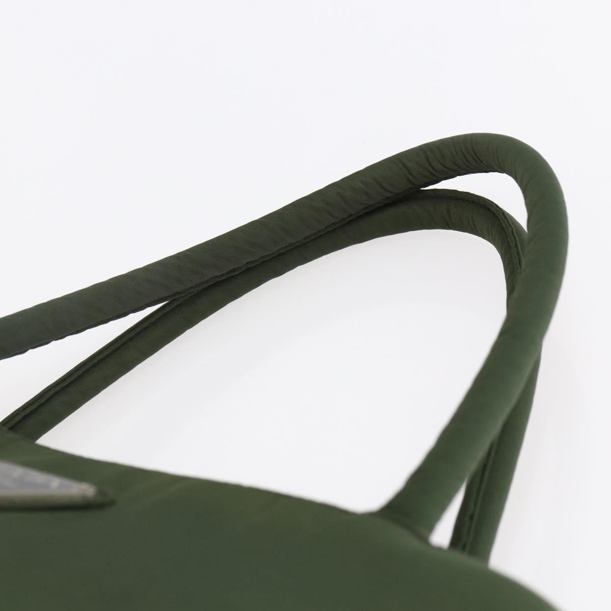 PRADA Tote Bag Nylon Khaki Silver Auth bs29922