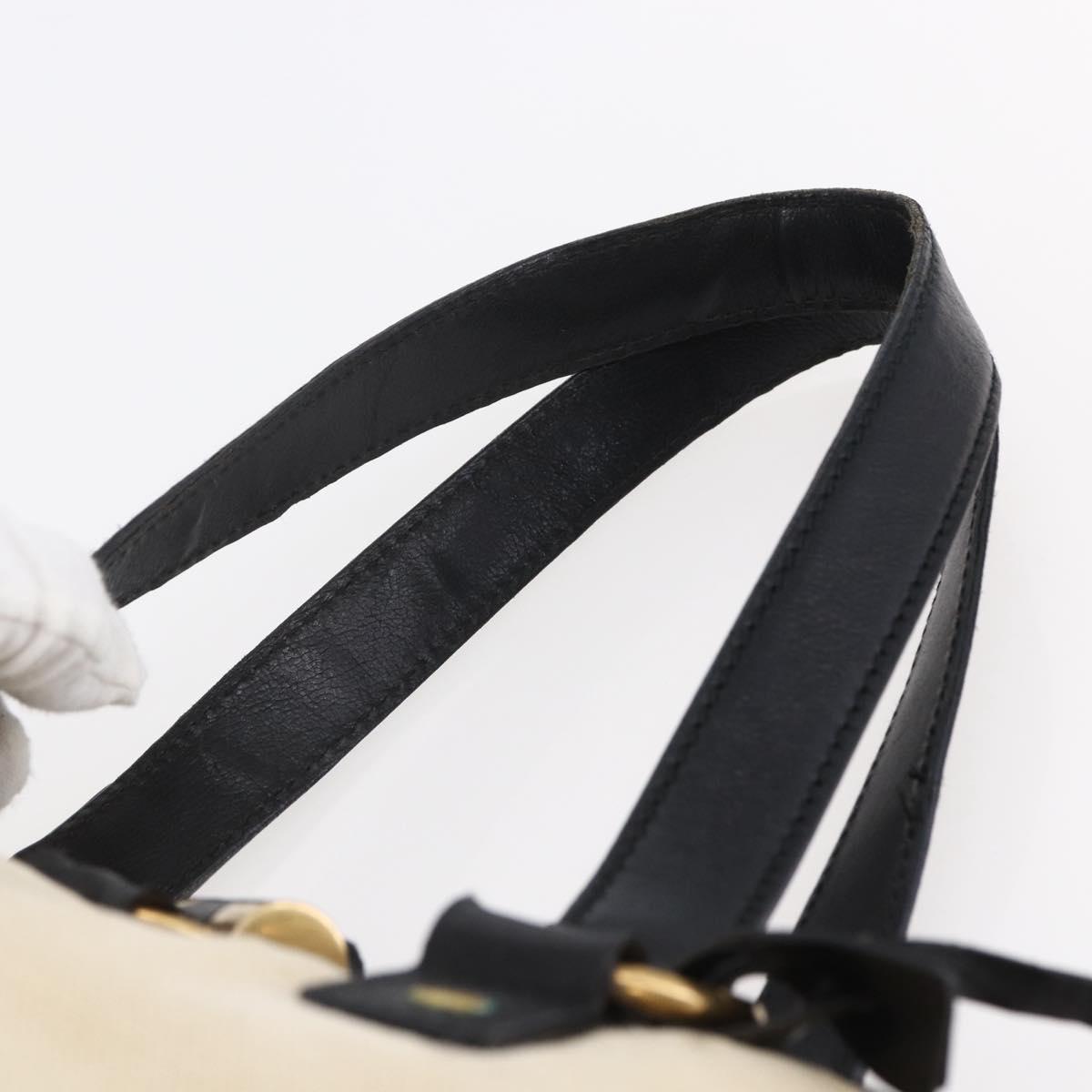 SAINT LAURENT Muse Tote Bag Canvas Leather Beige Gold Auth bs29923