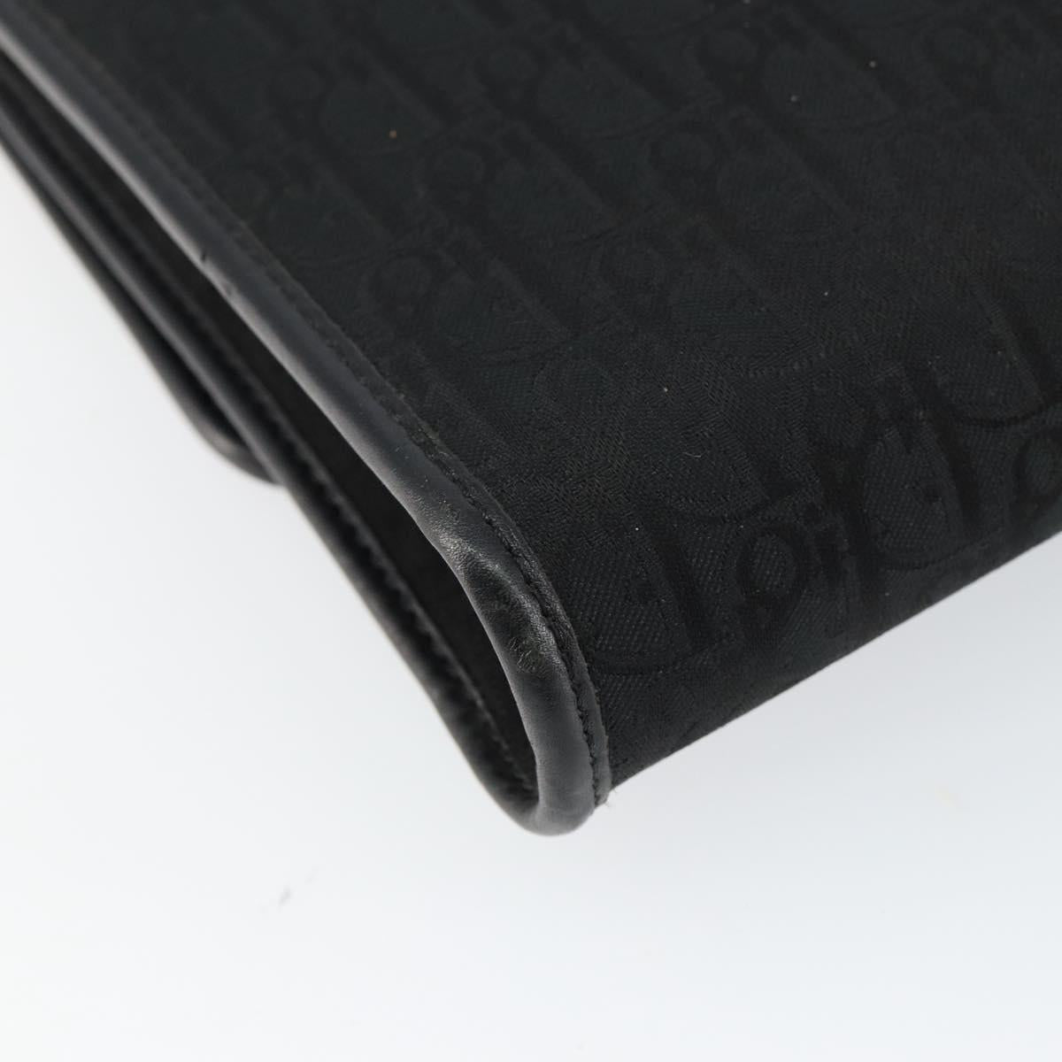 Christian Dior Trotter Canvas Chain Shoulder Bag Black Gold Auth bs29925