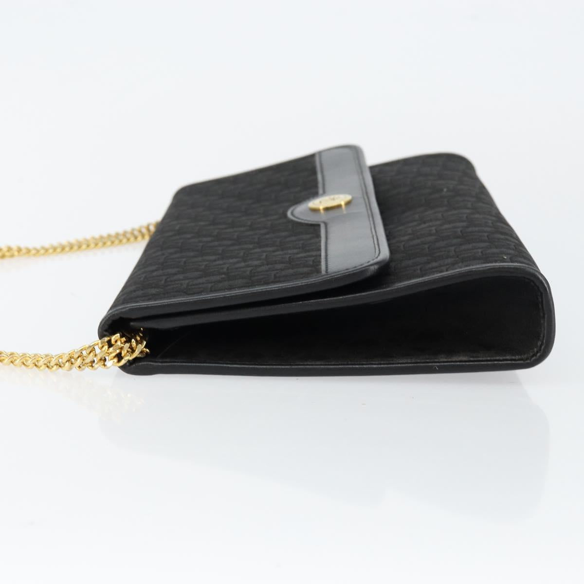 Christian Dior Trotter Canvas Chain Shoulder Bag Black Gold Auth bs29925