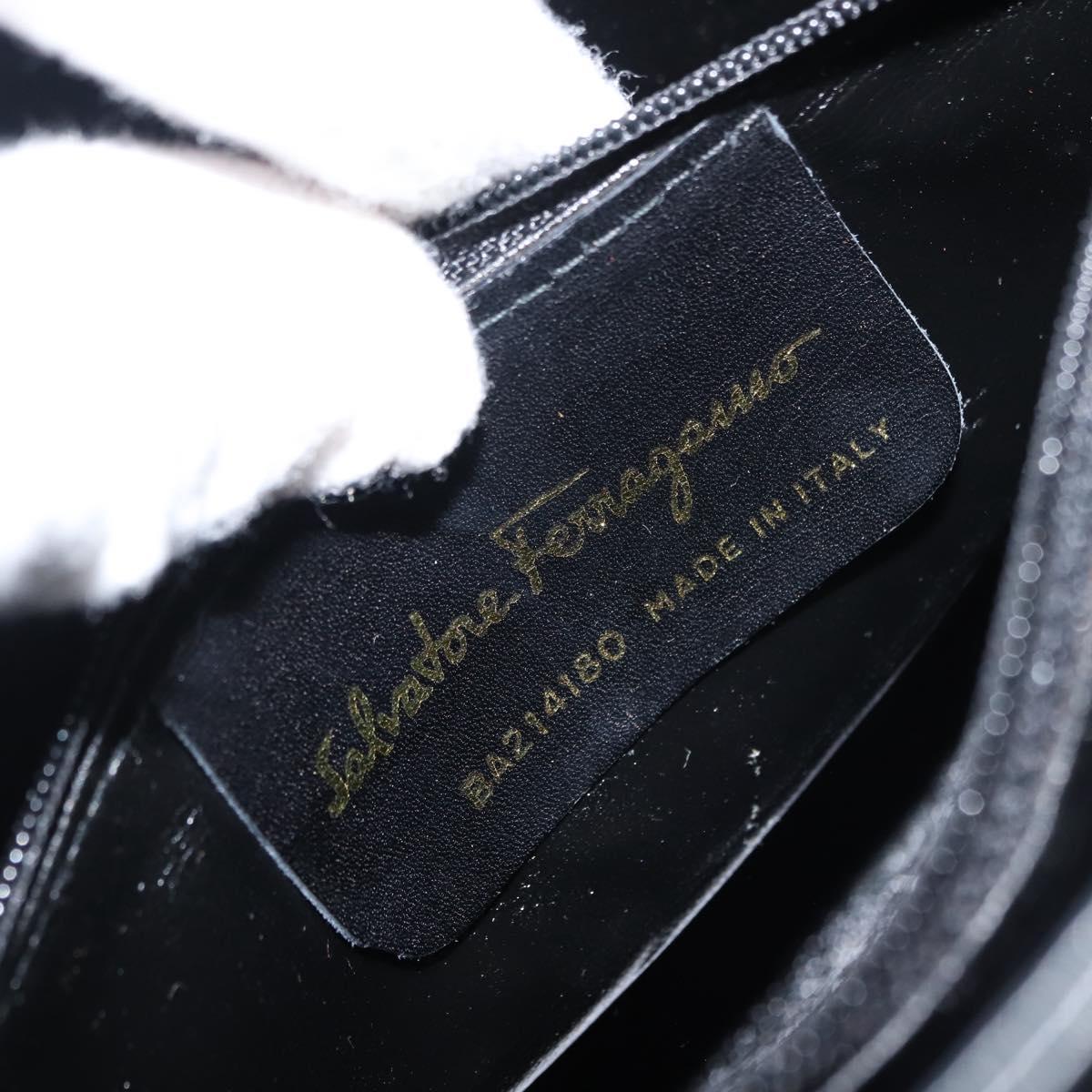 Salvatore Ferragamo Vala Shoulder Bag Leather Navy Gold Auth bs29928