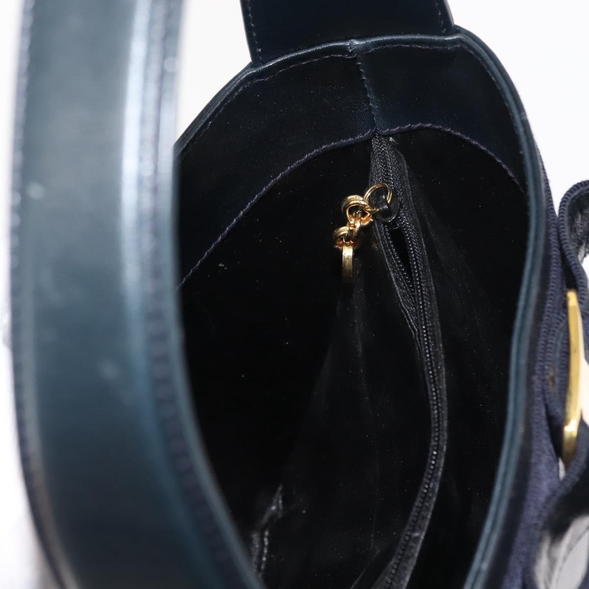 Salvatore Ferragamo Vala Shoulder Bag Leather Navy Gold Auth bs29928