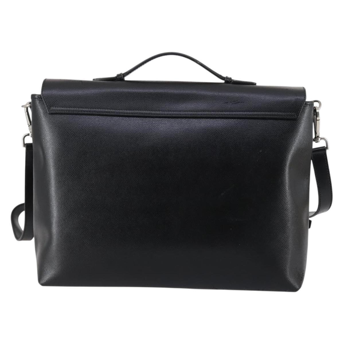 Salvatore Ferragamo Business Bag Leather 2way Black Silver Auth bs29929