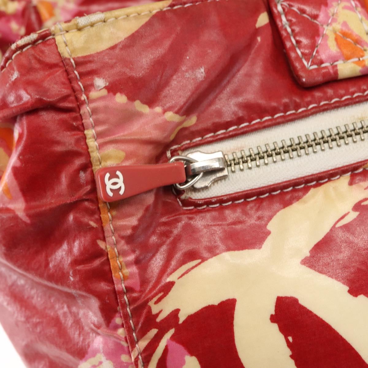CHANEL High Summer Tote Bag Coated Canvas Red CC Auth bs29931