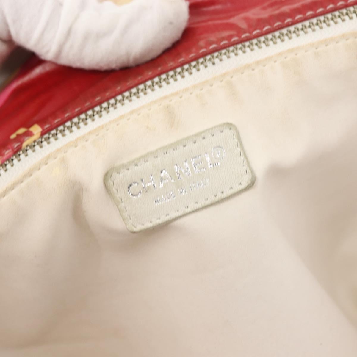 CHANEL High Summer Tote Bag Coated Canvas Red CC Auth bs29931