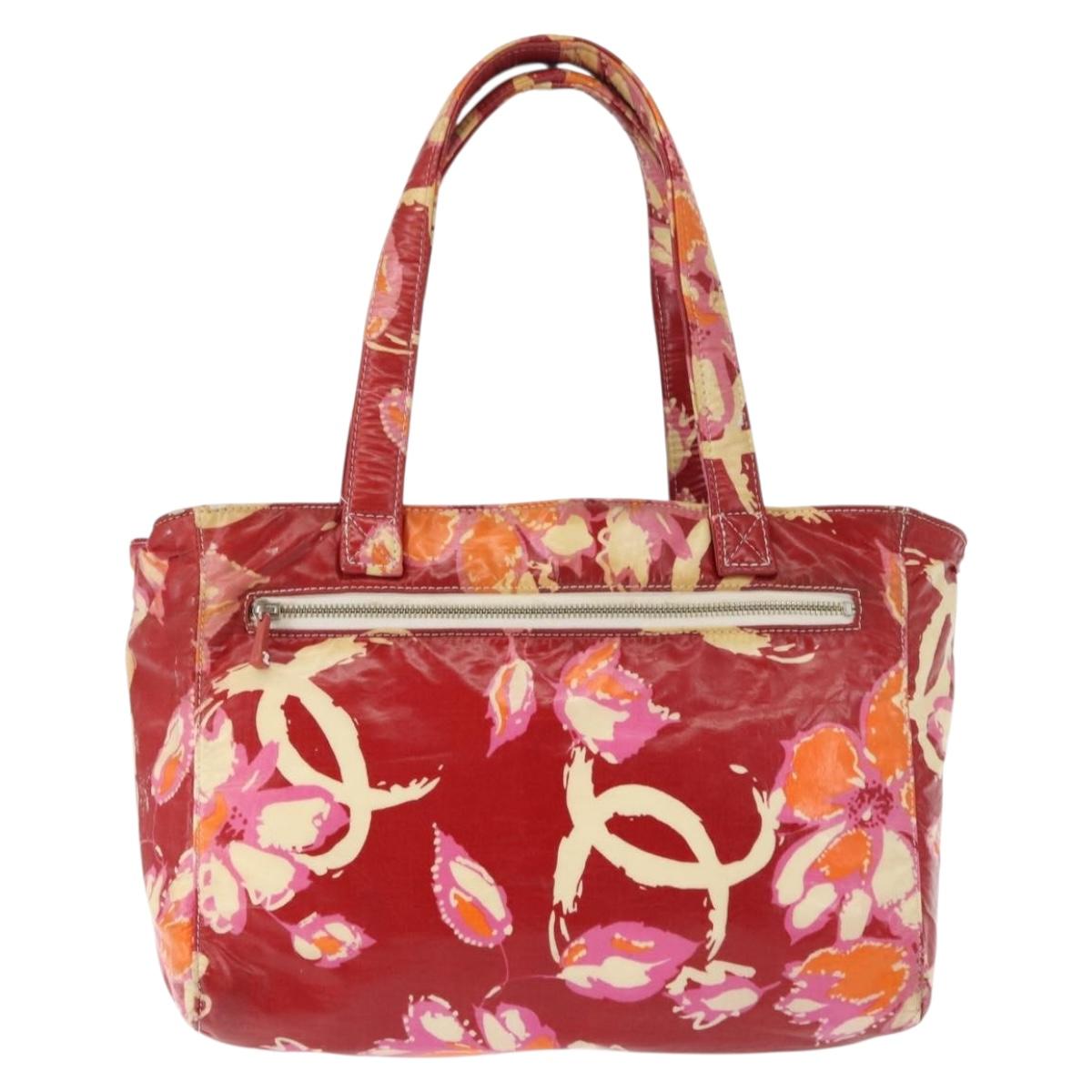 CHANEL High Summer Tote Bag Coated Canvas Red CC Auth bs29931