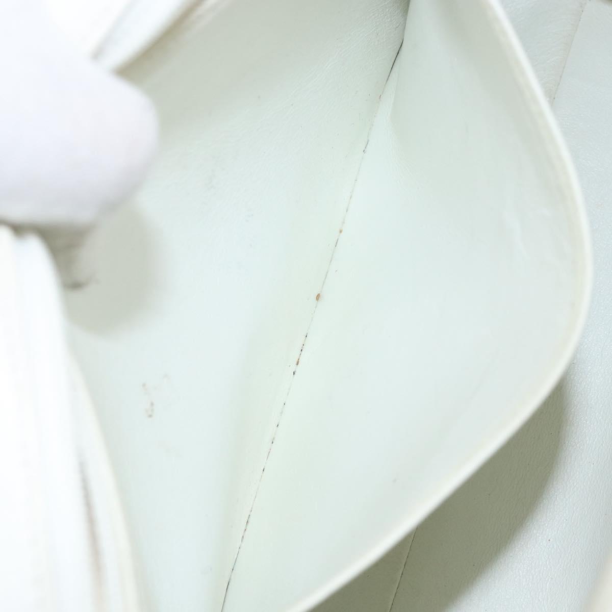 CHANEL Matelasse Chain Shoulder Bag Lamb Skin White Gold CC Auth bs29933