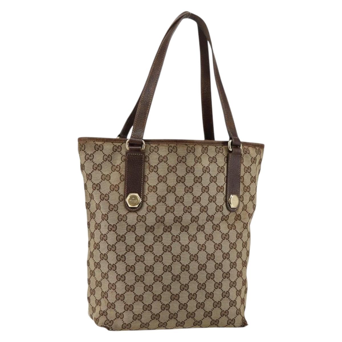 GUCCI GG Canvas Tote Bag Beige Gold 153009 Auth bs29934