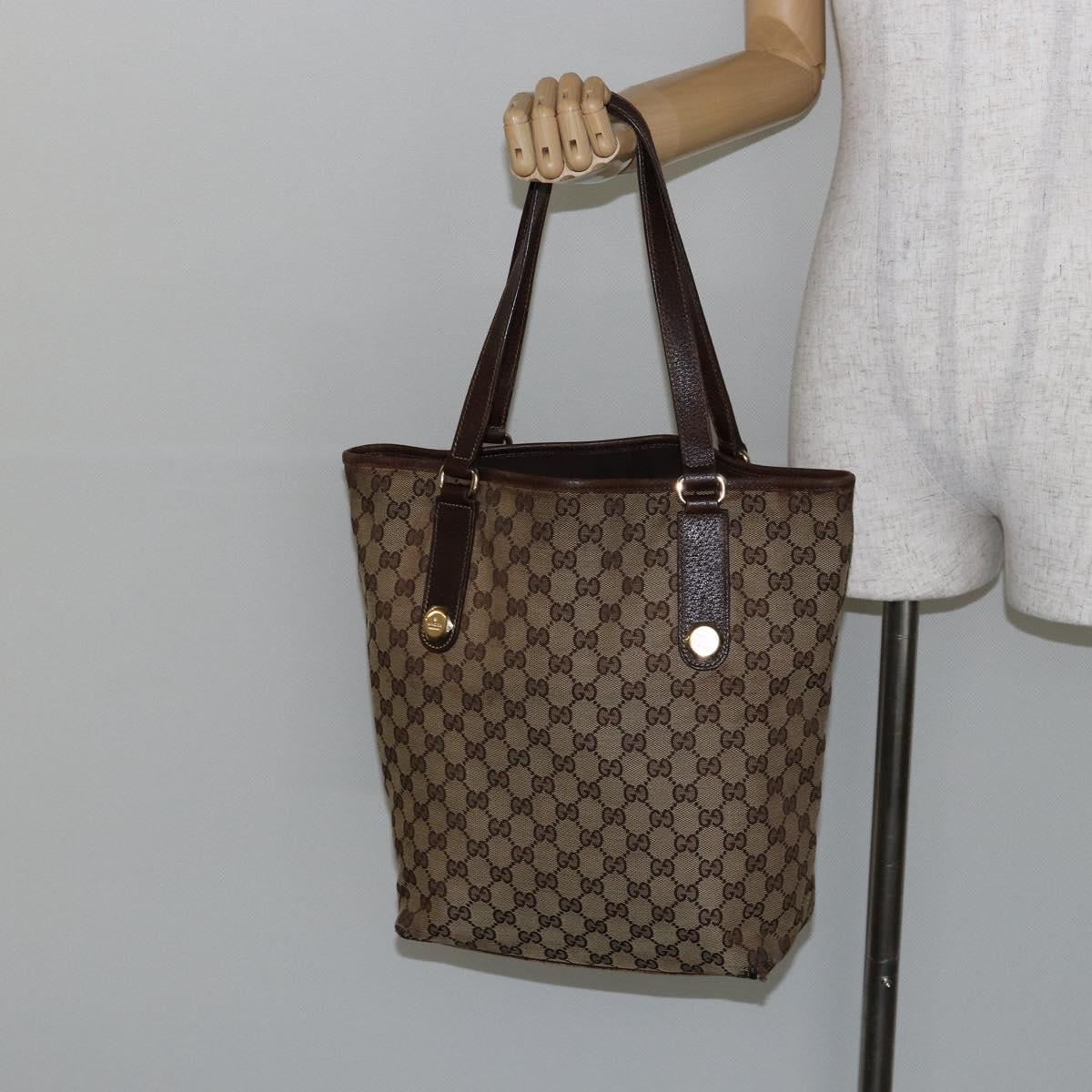 GUCCI GG Canvas Tote Bag Beige Gold 153009 Auth bs29934