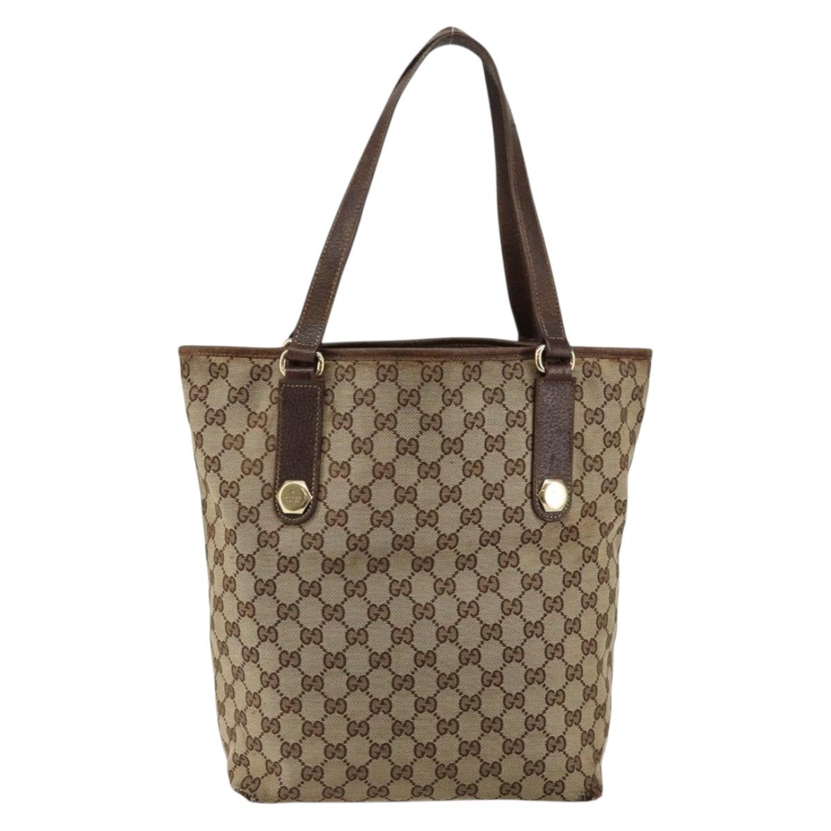 GUCCI GG Canvas Tote Bag Beige Gold 153009 Auth bs29934