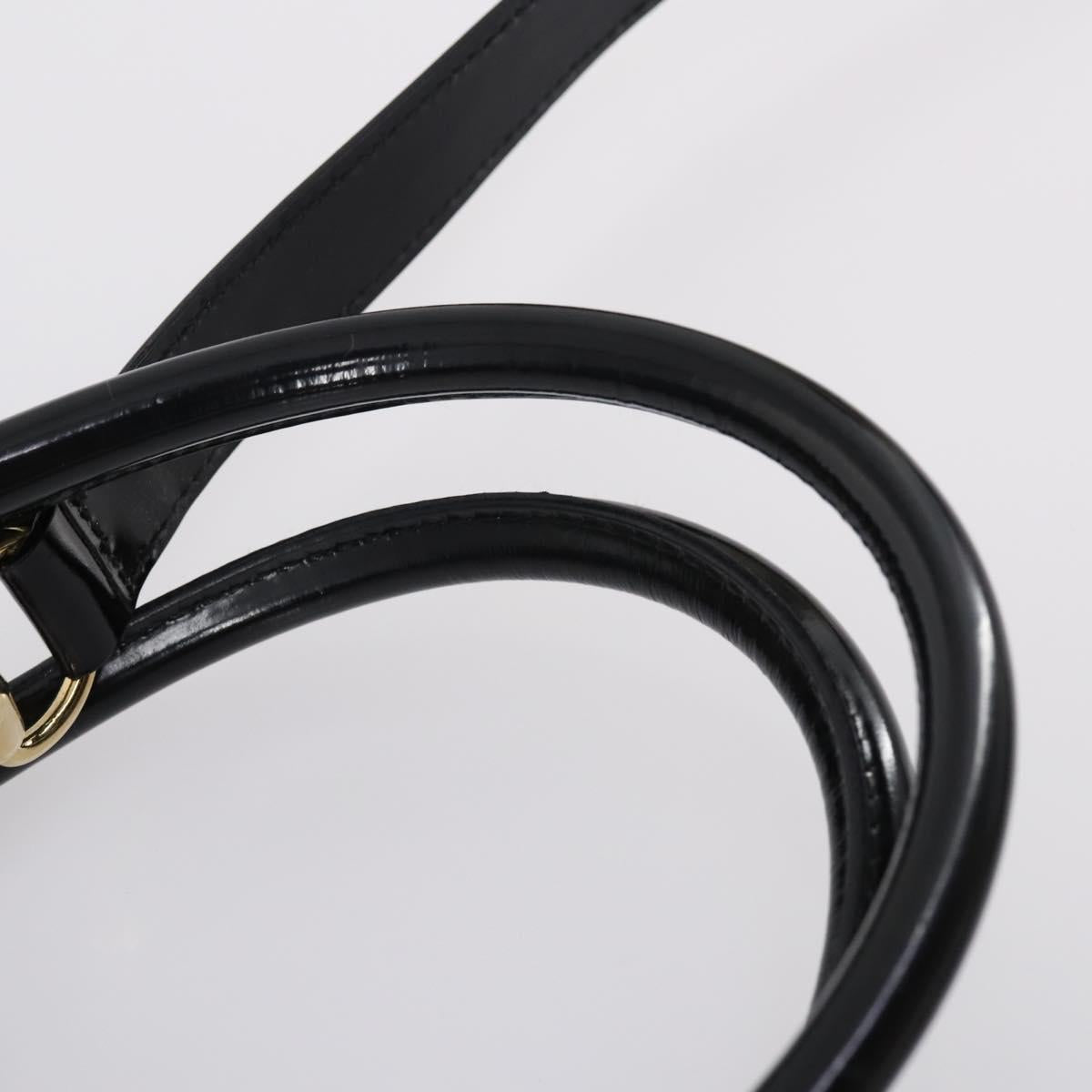 GUCCI Hand Bag Patent leather 2way Black Gold 000 2404 0503 Auth bs29935