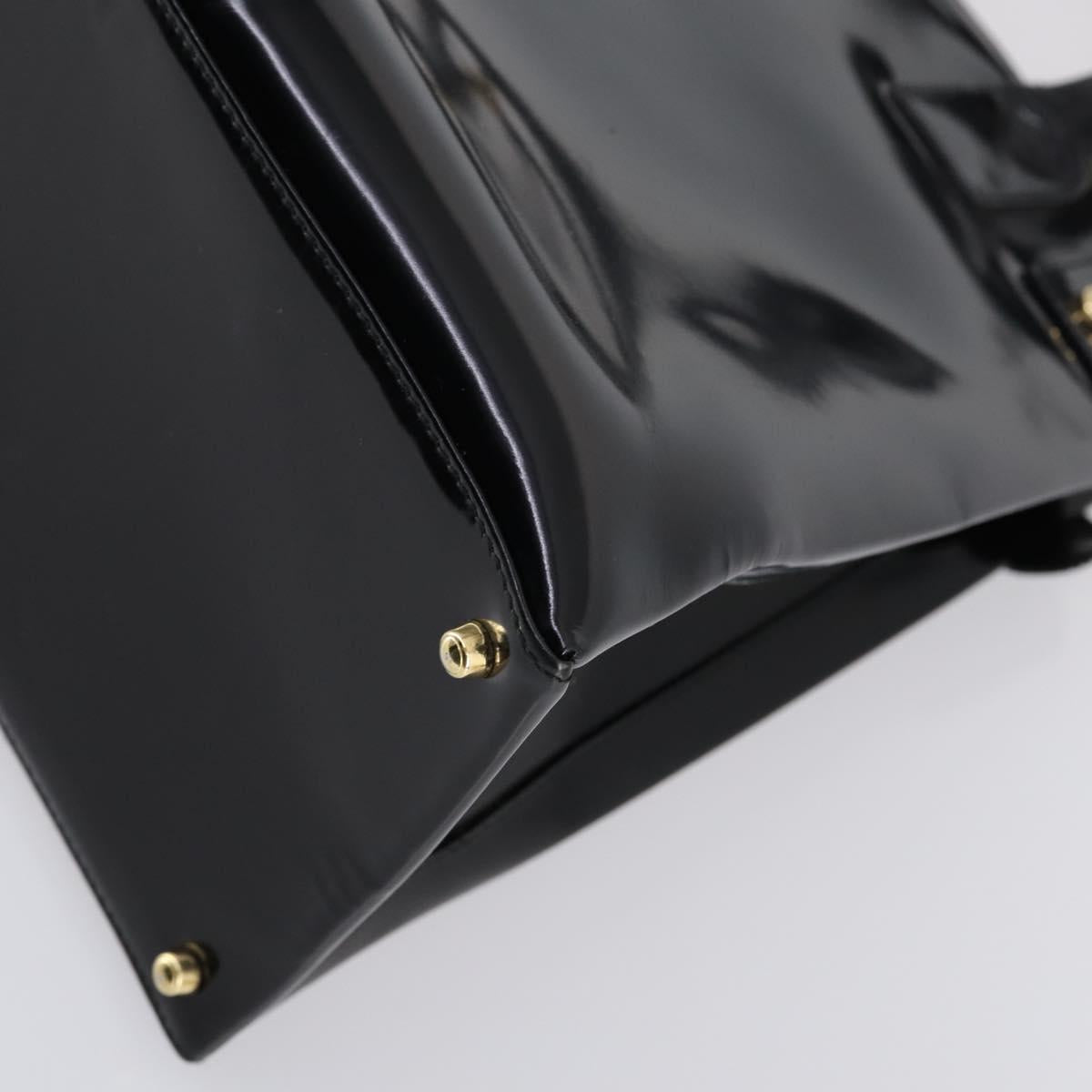 GUCCI Hand Bag Patent leather 2way Black Gold 000 2404 0503 Auth bs29935