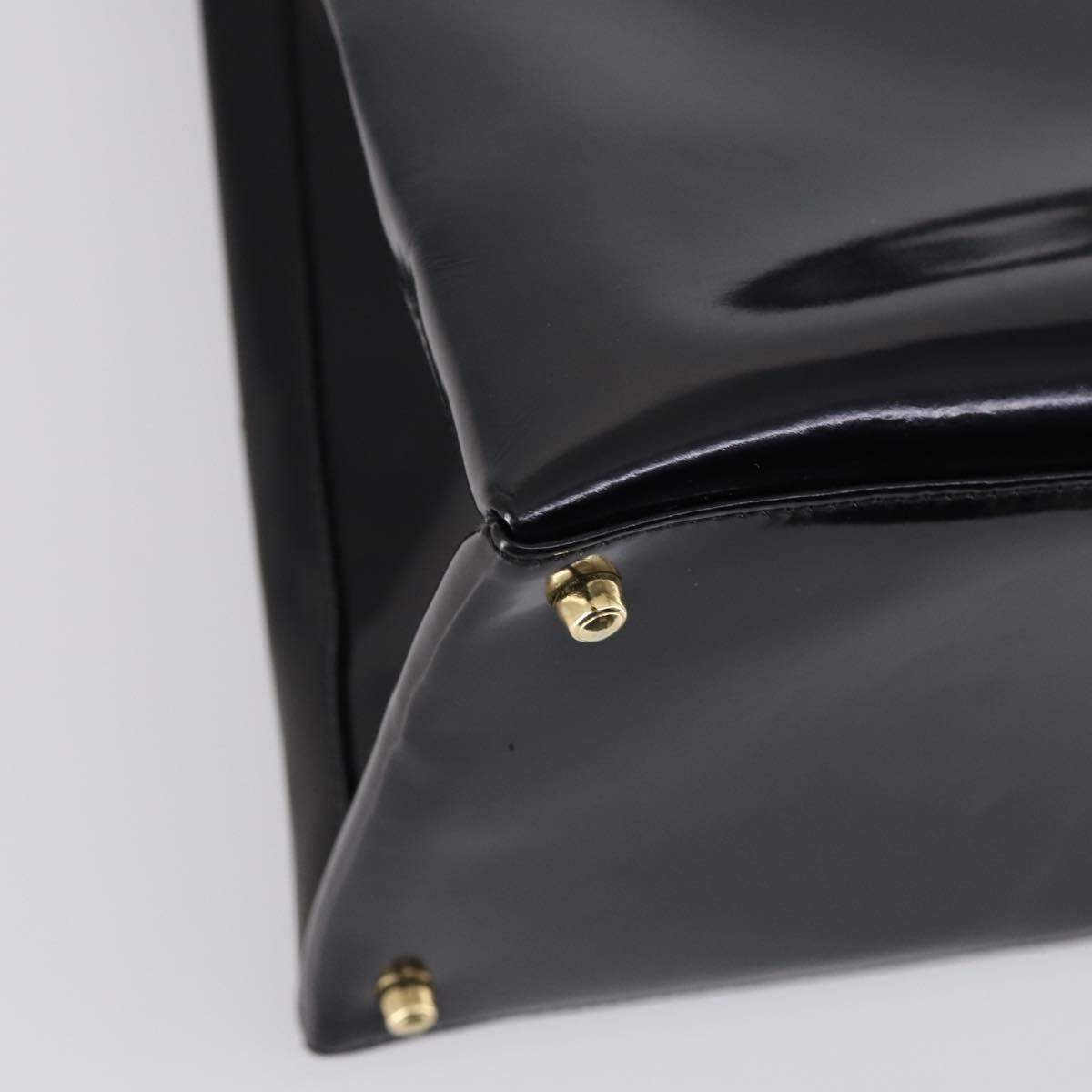 GUCCI Hand Bag Patent leather 2way Black Gold 000 2404 0503 Auth bs29935