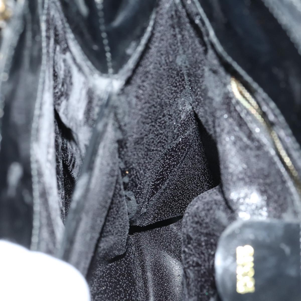 GUCCI Hand Bag Patent leather 2way Black Gold 000 2404 0503 Auth bs29935