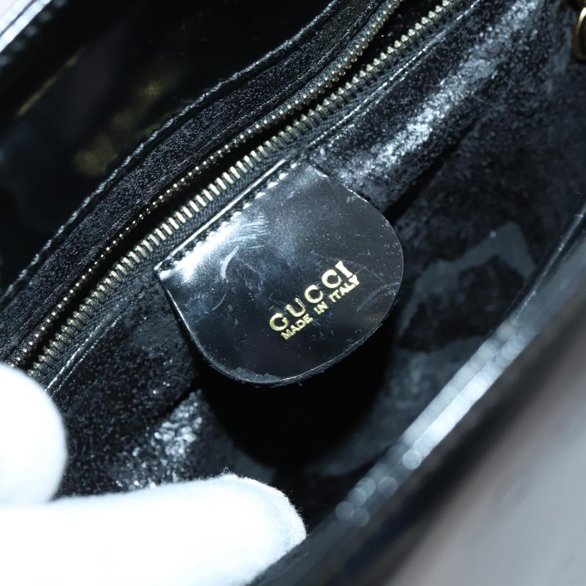 GUCCI Hand Bag Patent leather 2way Black Gold 000 2404 0503 Auth bs29935