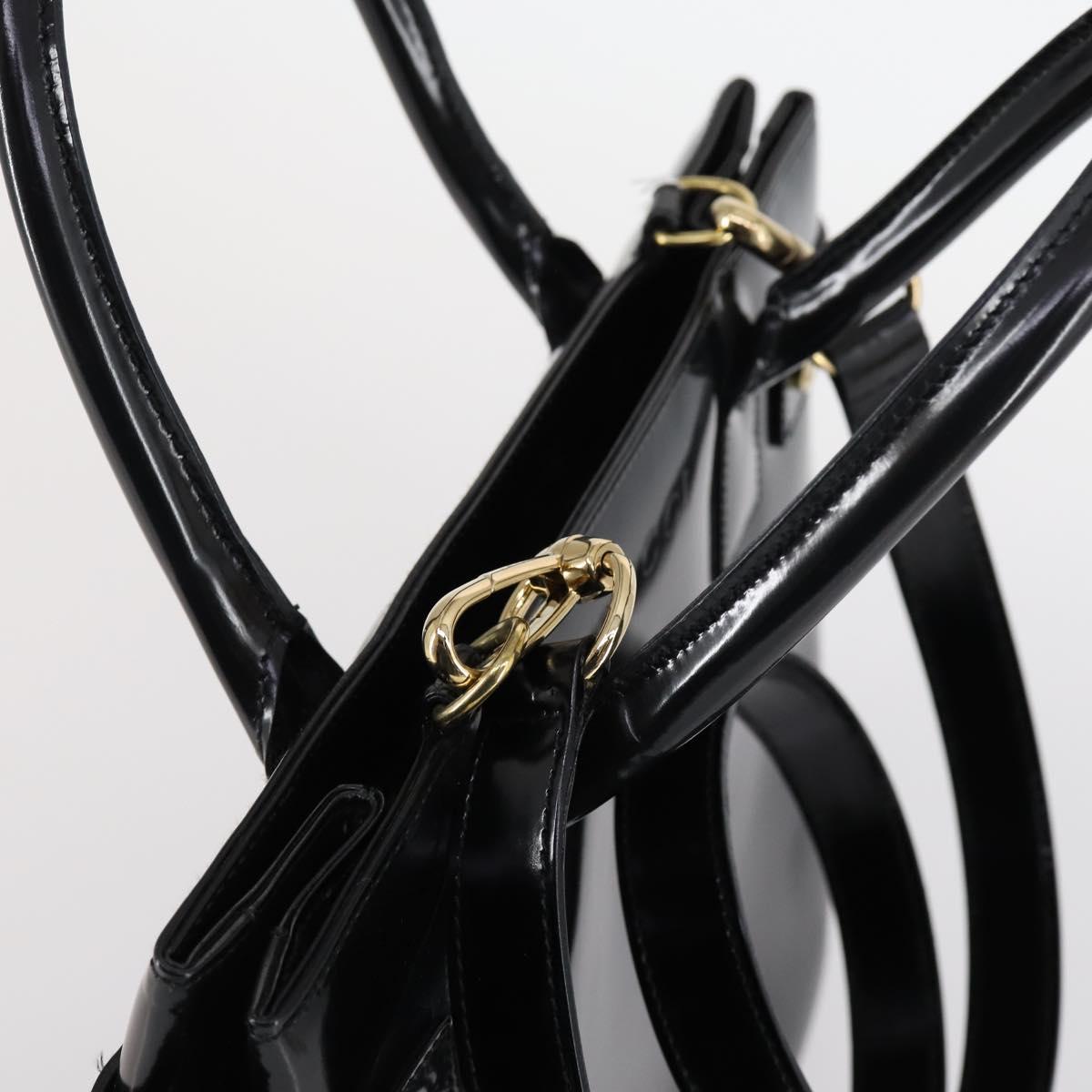 GUCCI Hand Bag Patent leather 2way Black Gold 000 2404 0503 Auth bs29935
