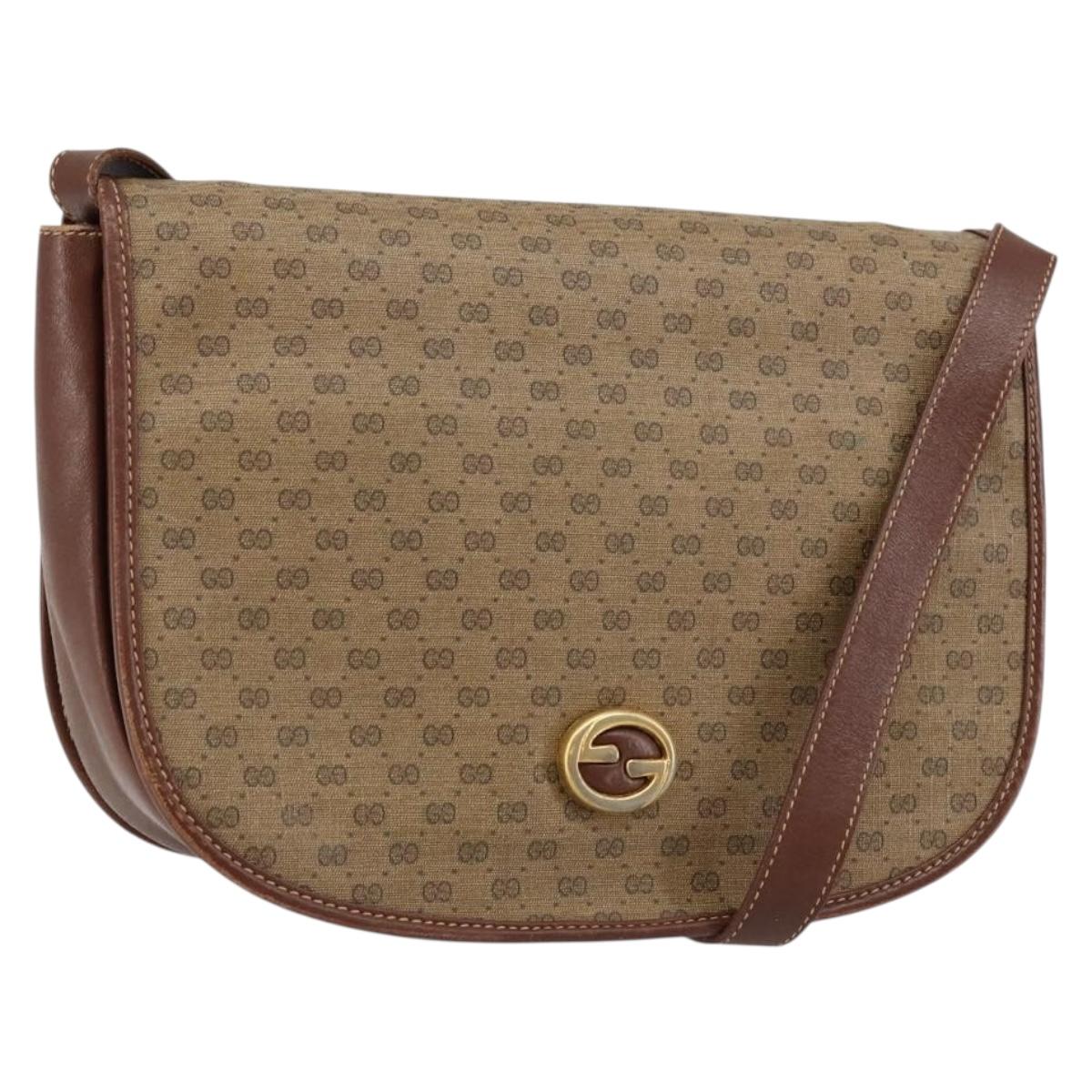 GUCCI Micro GG Supreme Shoulder Bag PVC Brown Gold 004 113 0363 Auth bs29936
