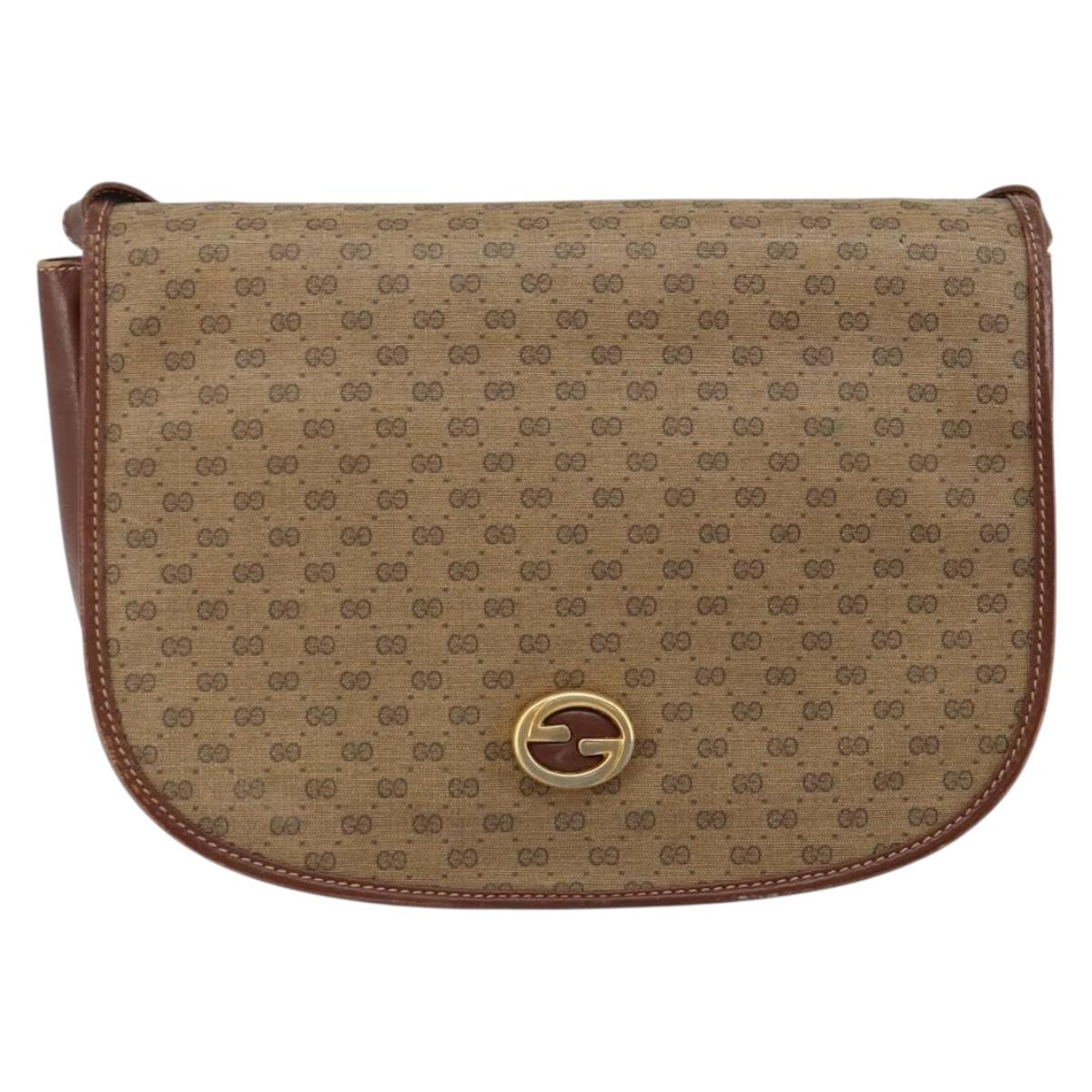 GUCCI Micro GG Supreme Shoulder Bag PVC Brown Gold 004 113 0363 Auth bs29936
