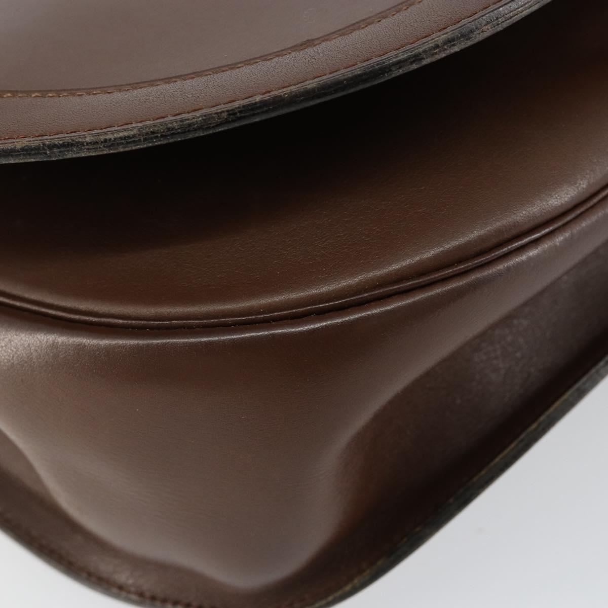 Christian Dior Shoulder Bag Leather Brown Gold Auth bs29937