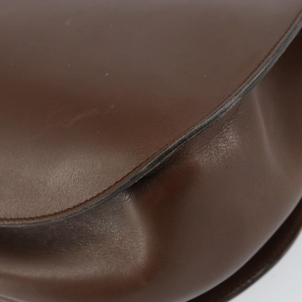 Christian Dior Shoulder Bag Leather Brown Gold Auth bs29937