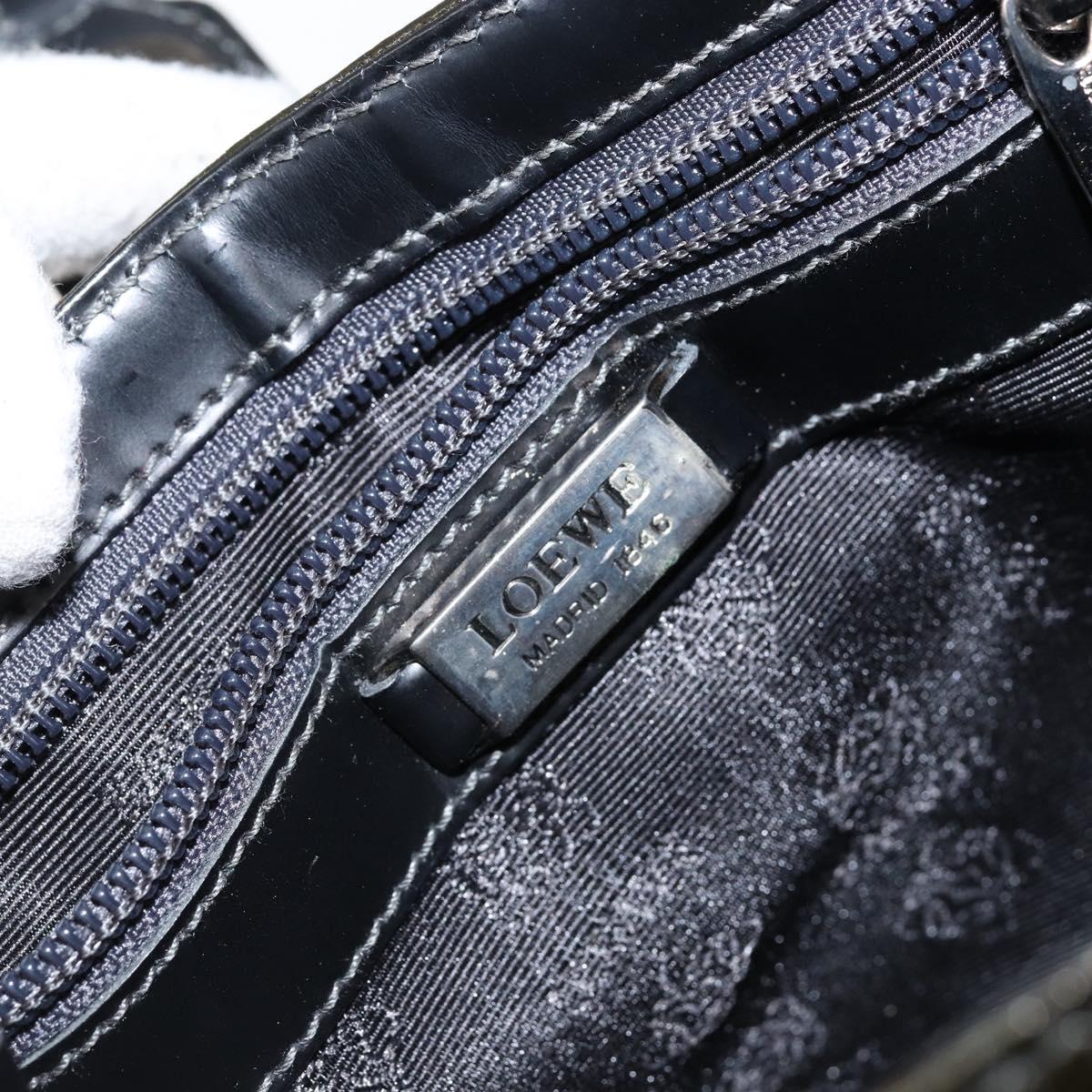 LOEWE Twist Shoulder Bag Leather Khaki Silver Auth bs29938