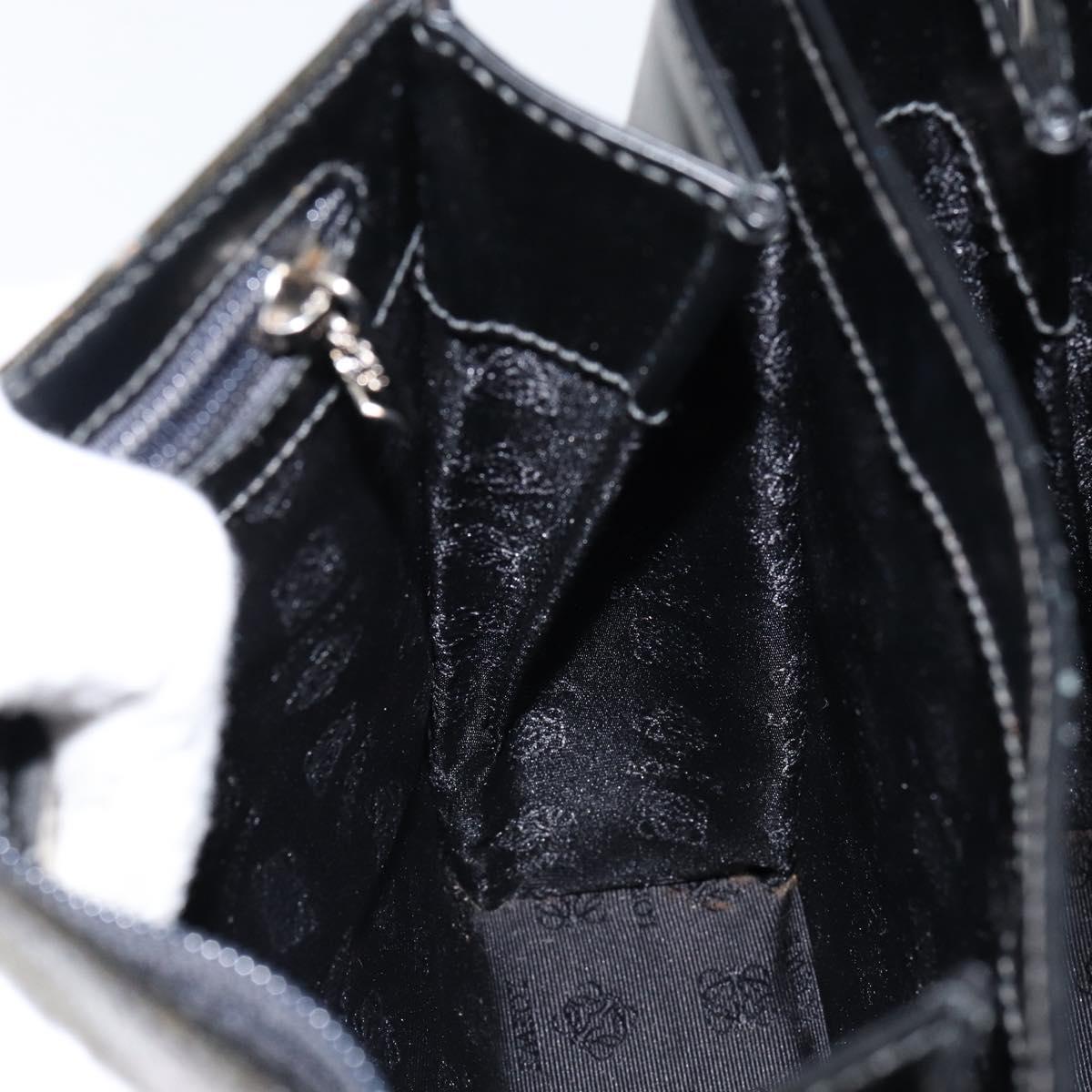 LOEWE Twist Shoulder Bag Leather Khaki Silver Auth bs29938