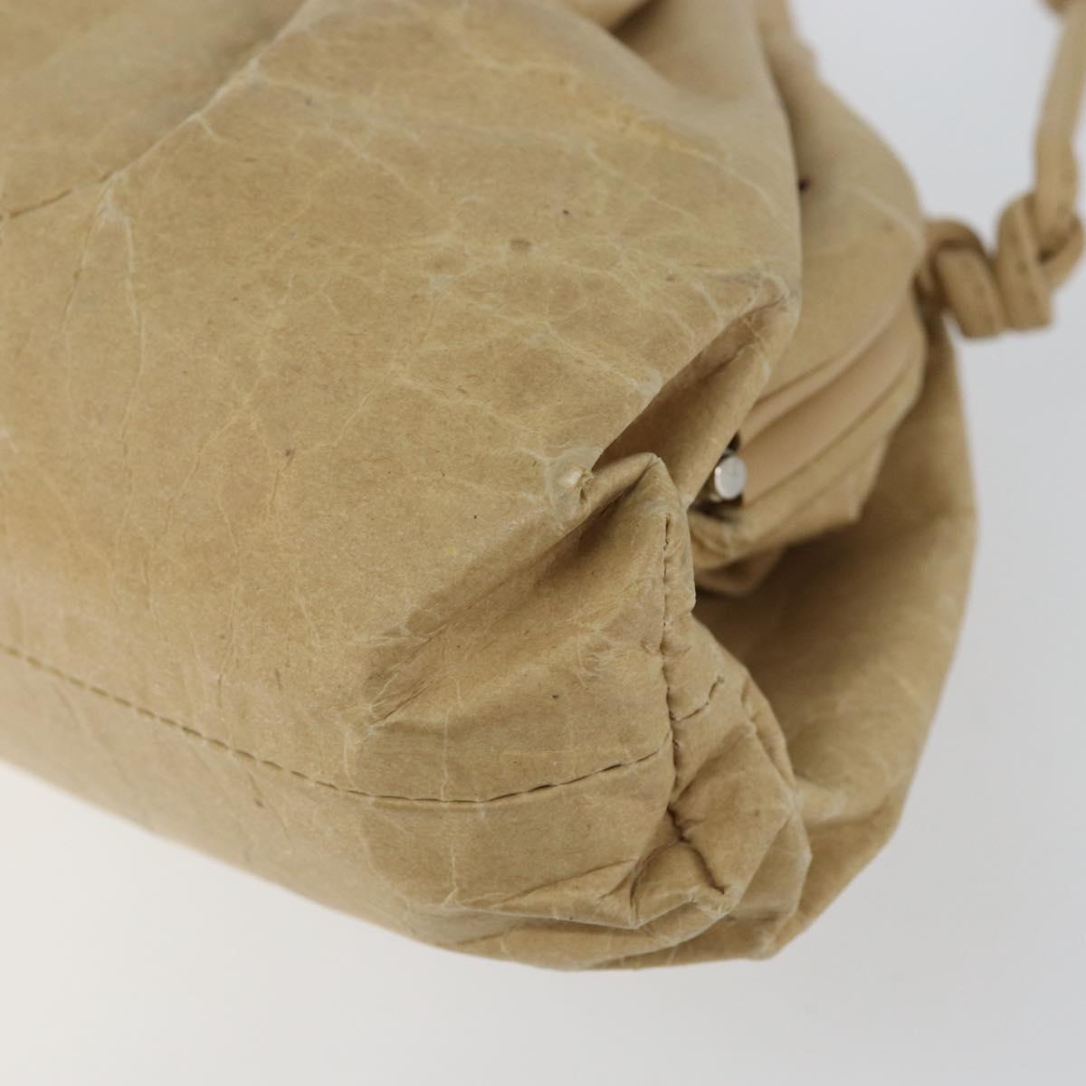 BOTTEGA VENETA The Pouch Shoulder Bag Leather Beige Auth bs29939