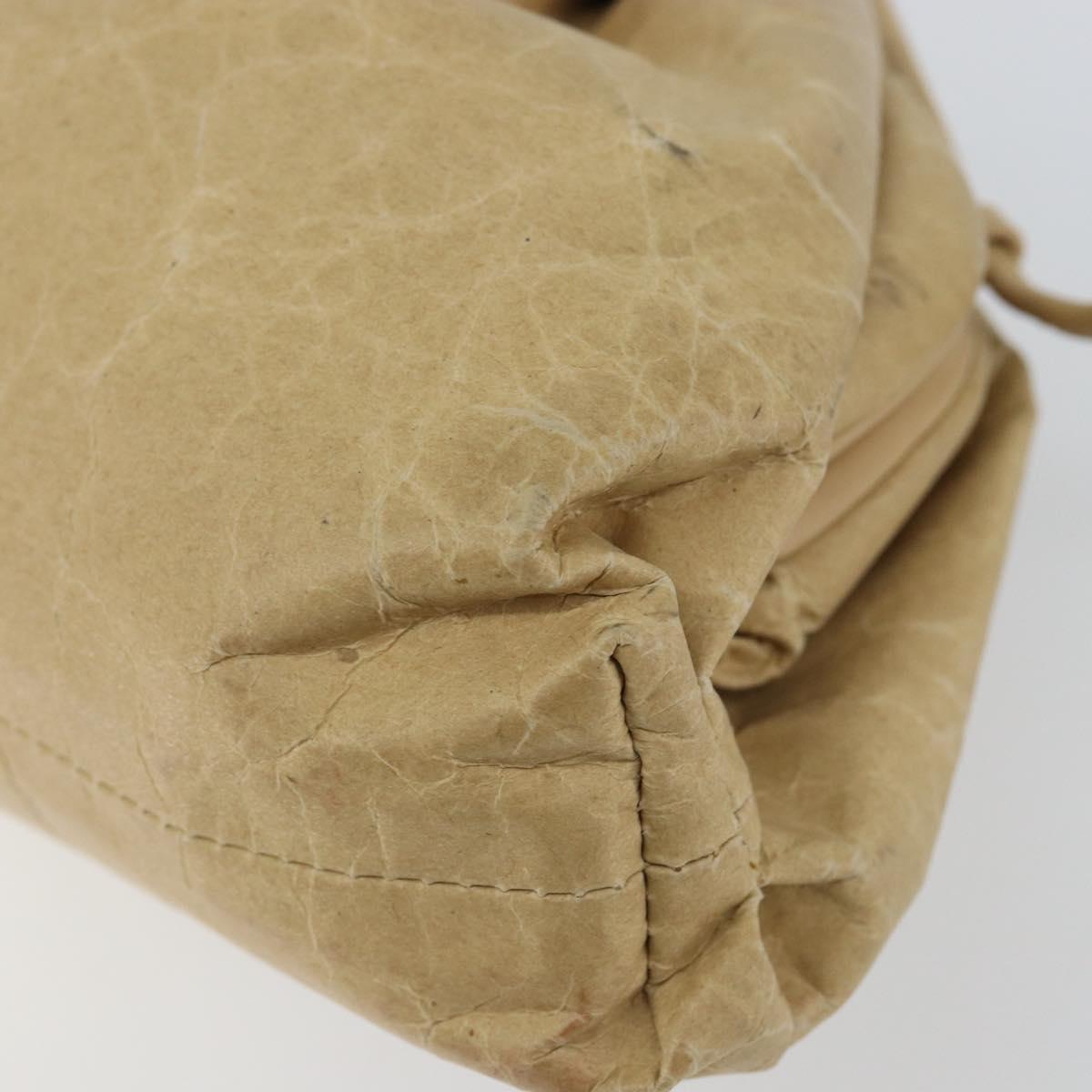 BOTTEGA VENETA The Pouch Shoulder Bag Leather Beige Auth bs29939