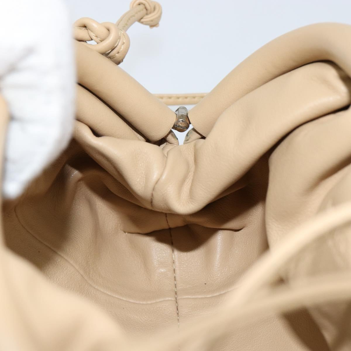 BOTTEGA VENETA The Pouch Shoulder Bag Leather Beige Auth bs29939