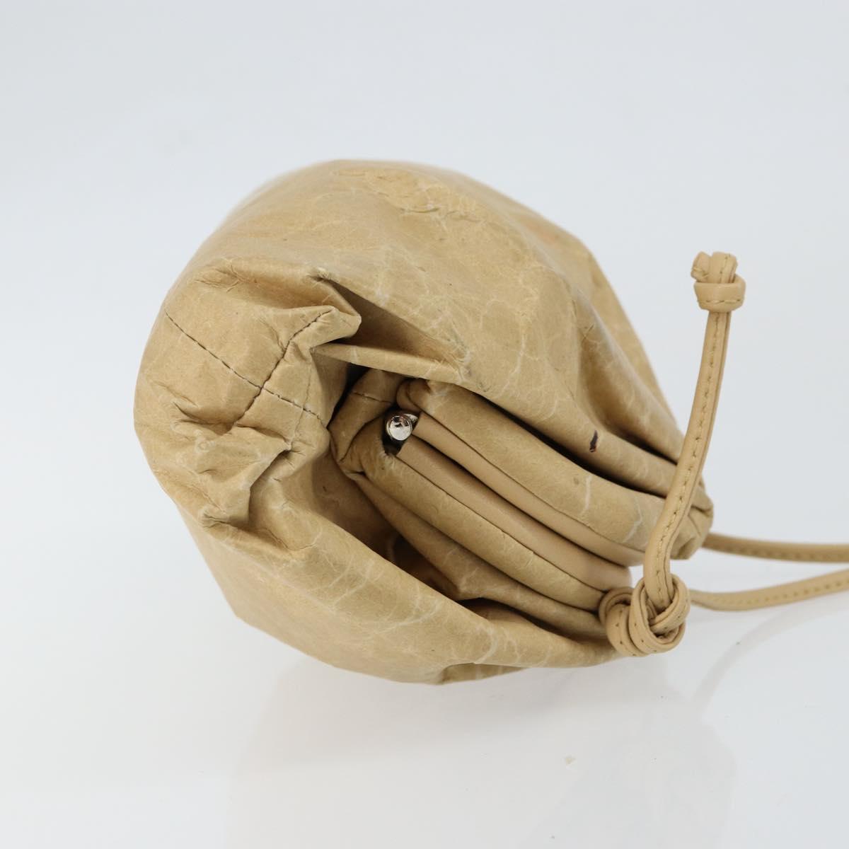 BOTTEGA VENETA The Pouch Shoulder Bag Leather Beige Auth bs29939