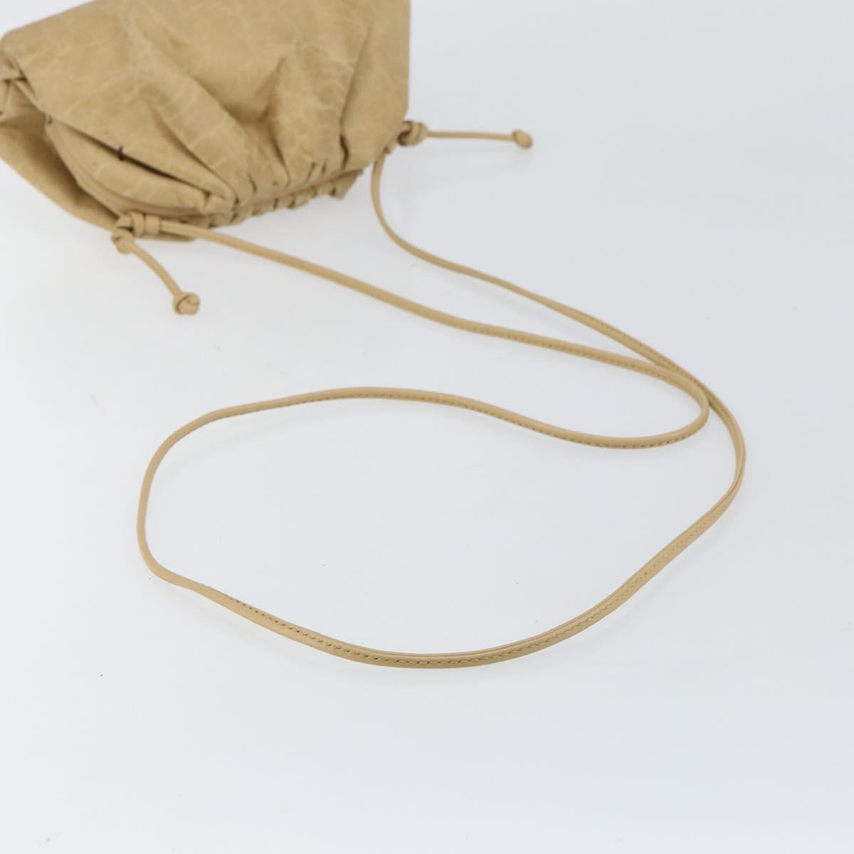 BOTTEGA VENETA The Pouch Shoulder Bag Leather Beige Auth bs29939