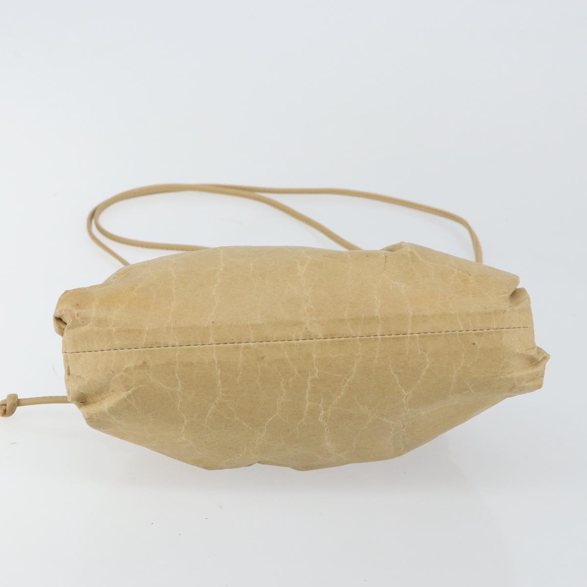 BOTTEGA VENETA The Pouch Shoulder Bag Leather Beige Auth bs29939