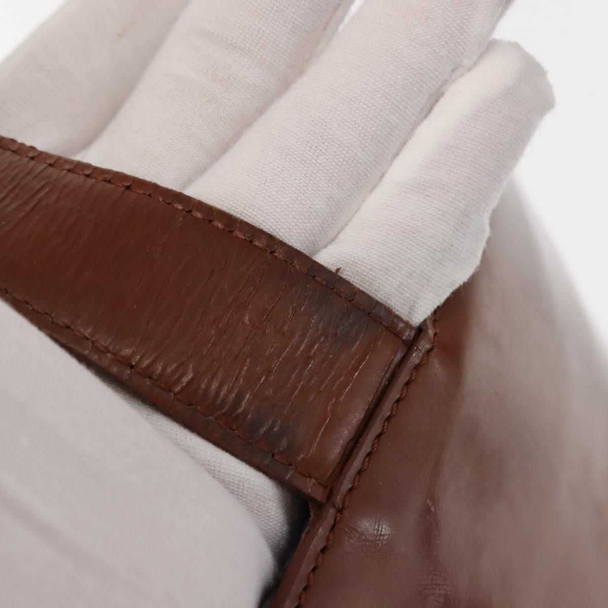 CARTIER PANTHERE Shoulder Bag Patent leather Brown Silver Auth bs29942