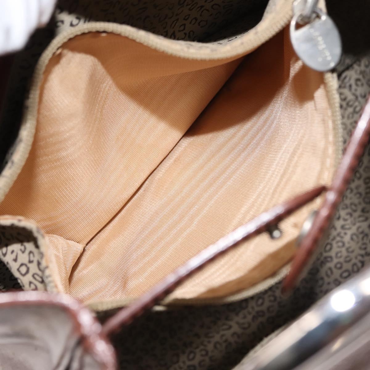 CARTIER PANTHERE Shoulder Bag Patent leather Brown Silver Auth bs29942