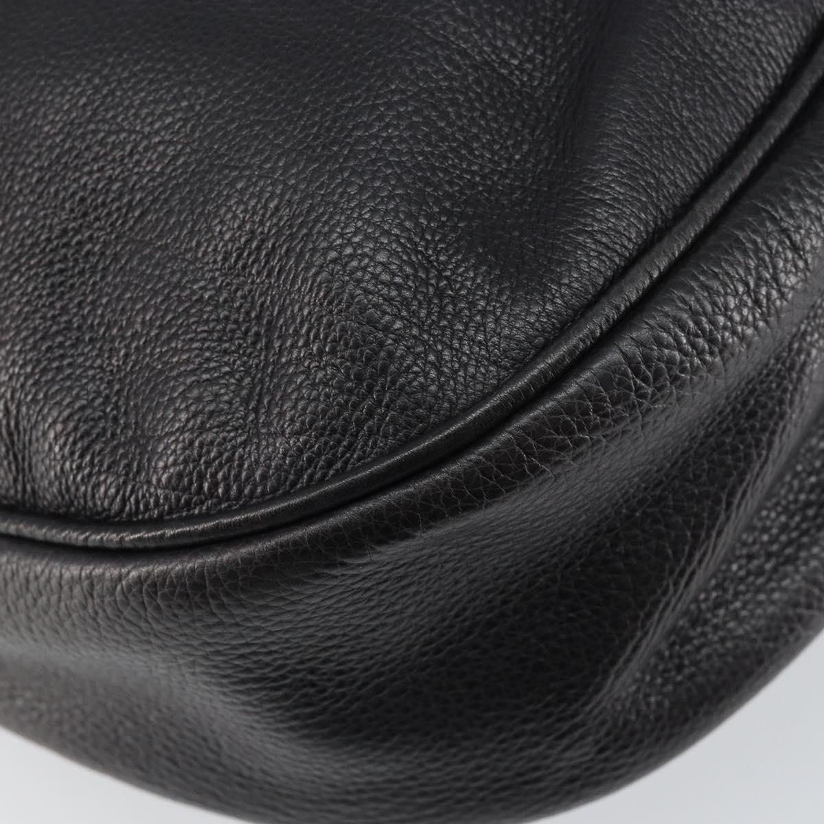 BOTTEGA VENETA Shoulder Bag Leather Black Gold Auth bs29943