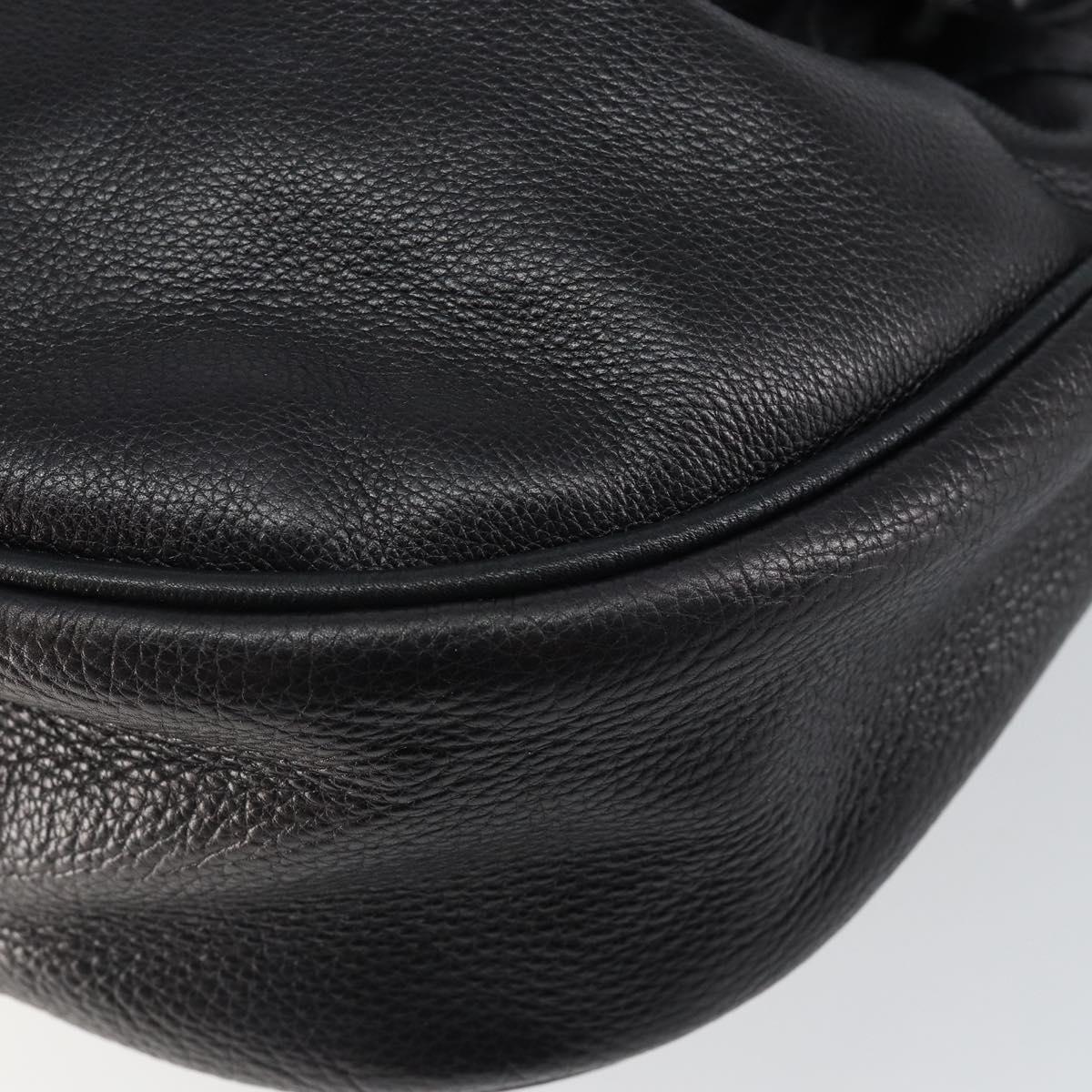 BOTTEGA VENETA Shoulder Bag Leather Black Gold Auth bs29943