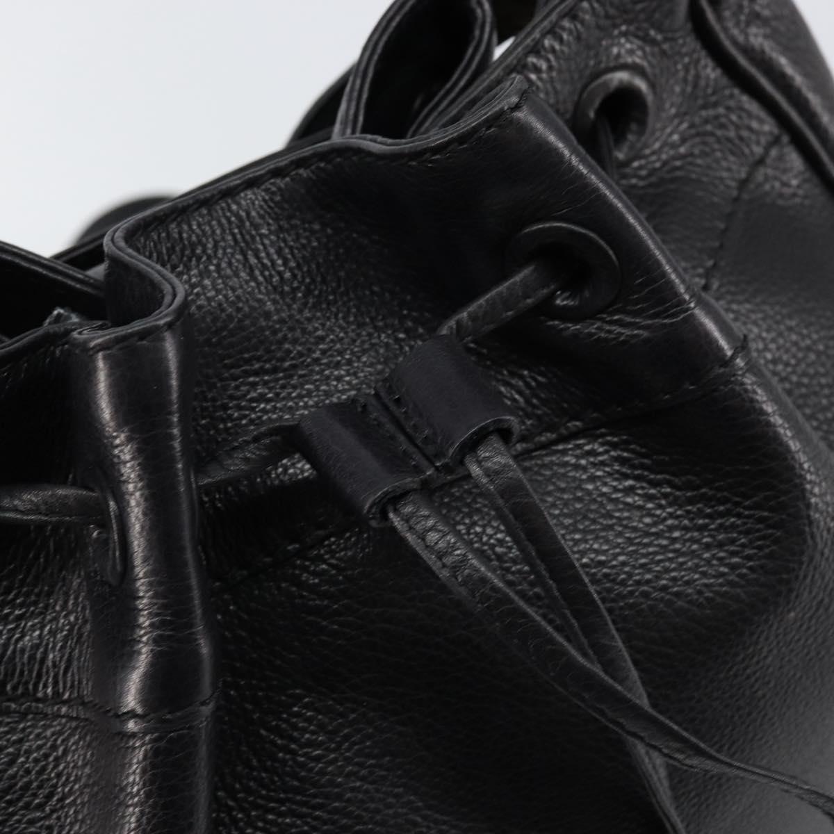 BOTTEGA VENETA Shoulder Bag Leather Black Gold Auth bs29943