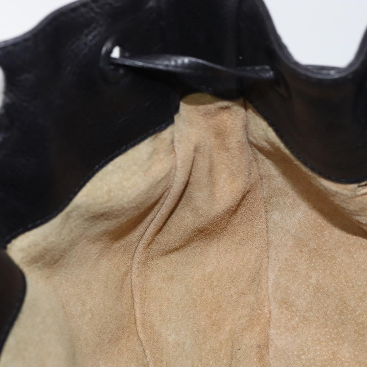 BOTTEGA VENETA Shoulder Bag Leather Black Gold Auth bs29943